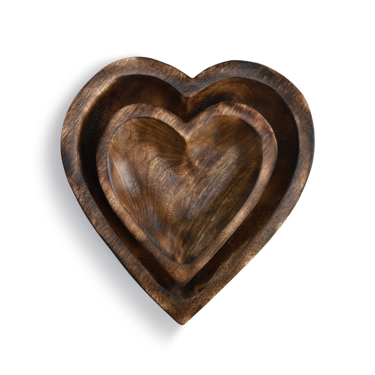 Wooden Heart Bowls - Set of 2 Dark Finish Tray thumbnail
