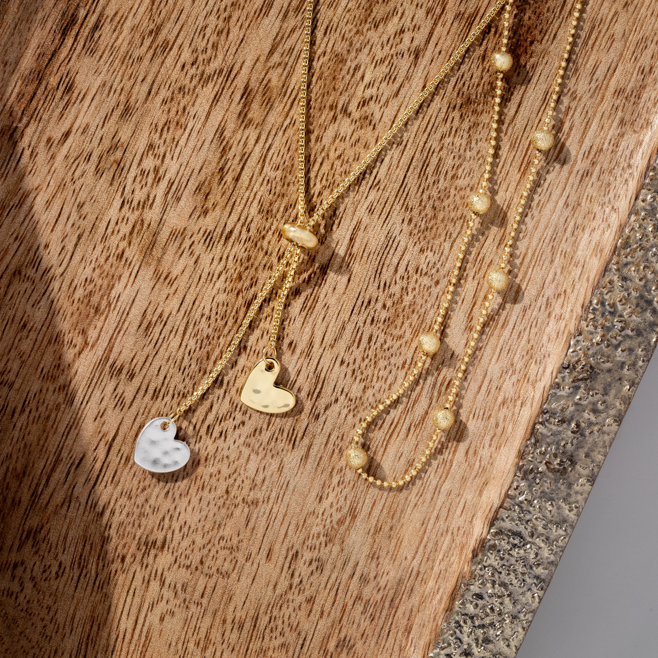 Giving Collection Adjustable Double Heart Lariat Charm Necklace 35" thumbnail