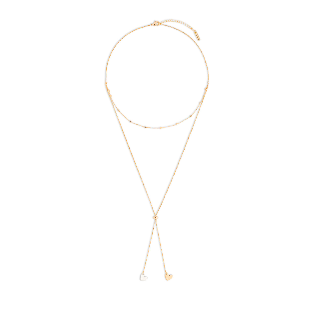 Giving Collection Adjustable Double Heart Lariat Charm Necklace 35" thumbnail