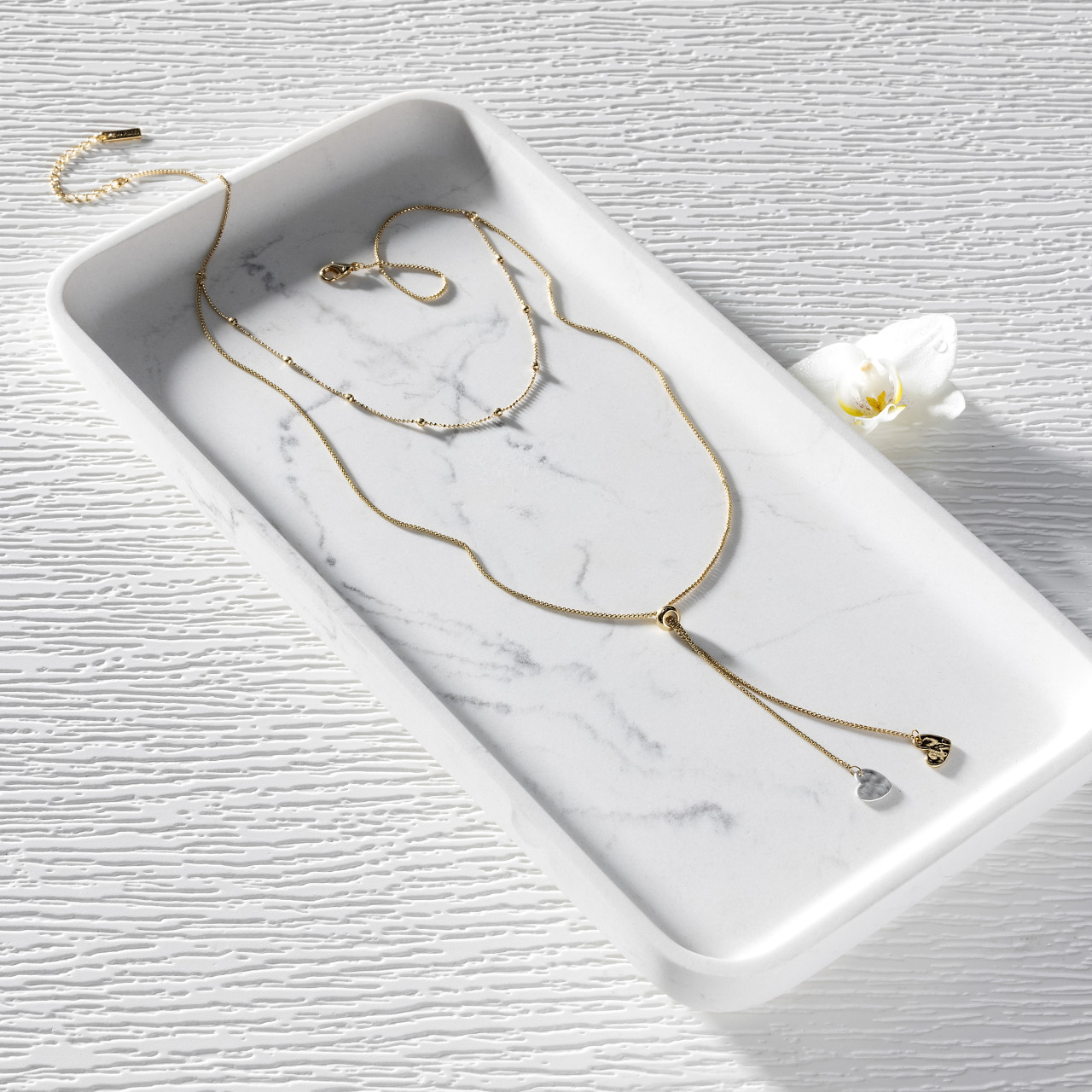 Giving Collection Adjustable Double Heart Lariat Charm Necklace 35" thumbnail