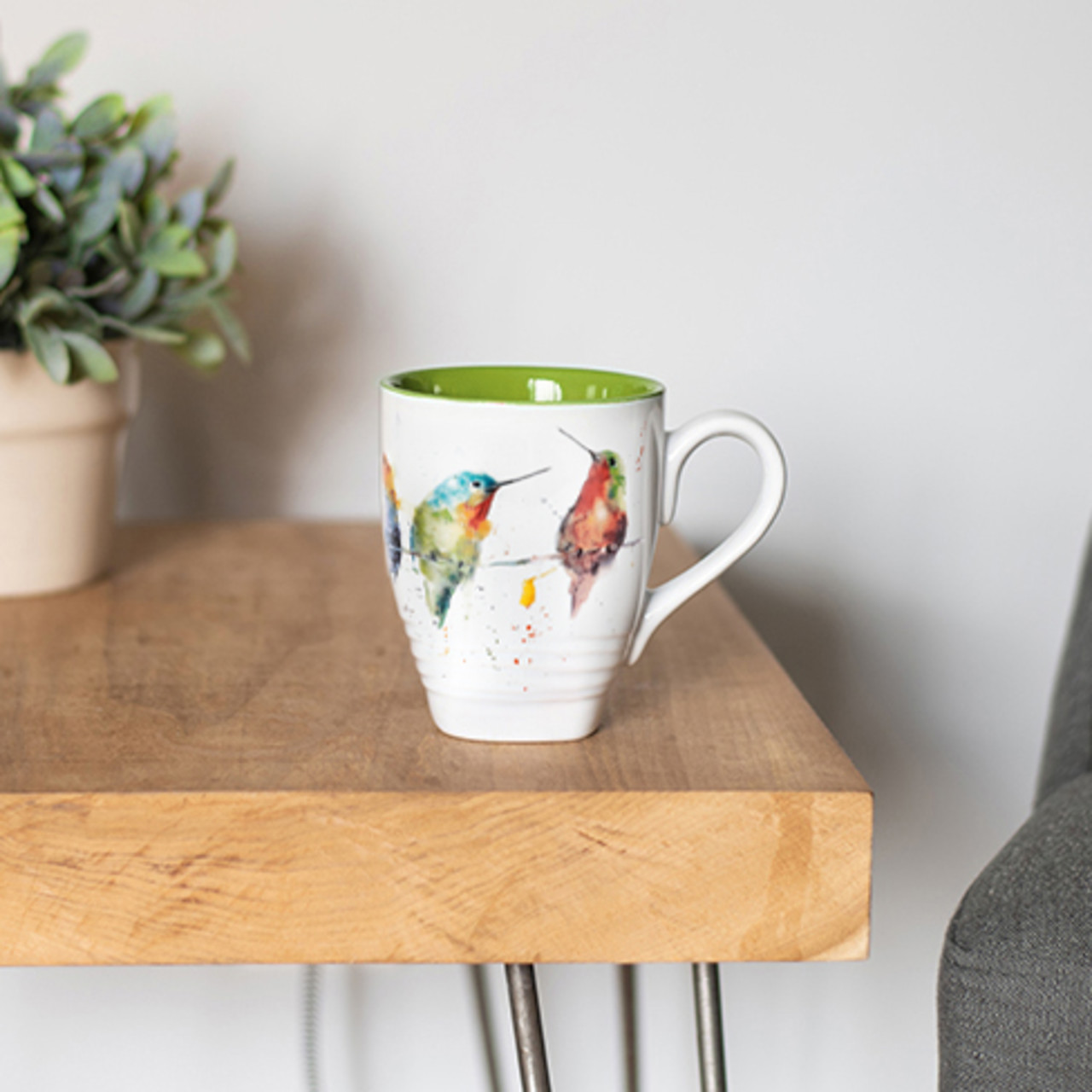 Dean Crouser Stoneware Watercolor Hummers on a Wire Mug 16oz thumbnail