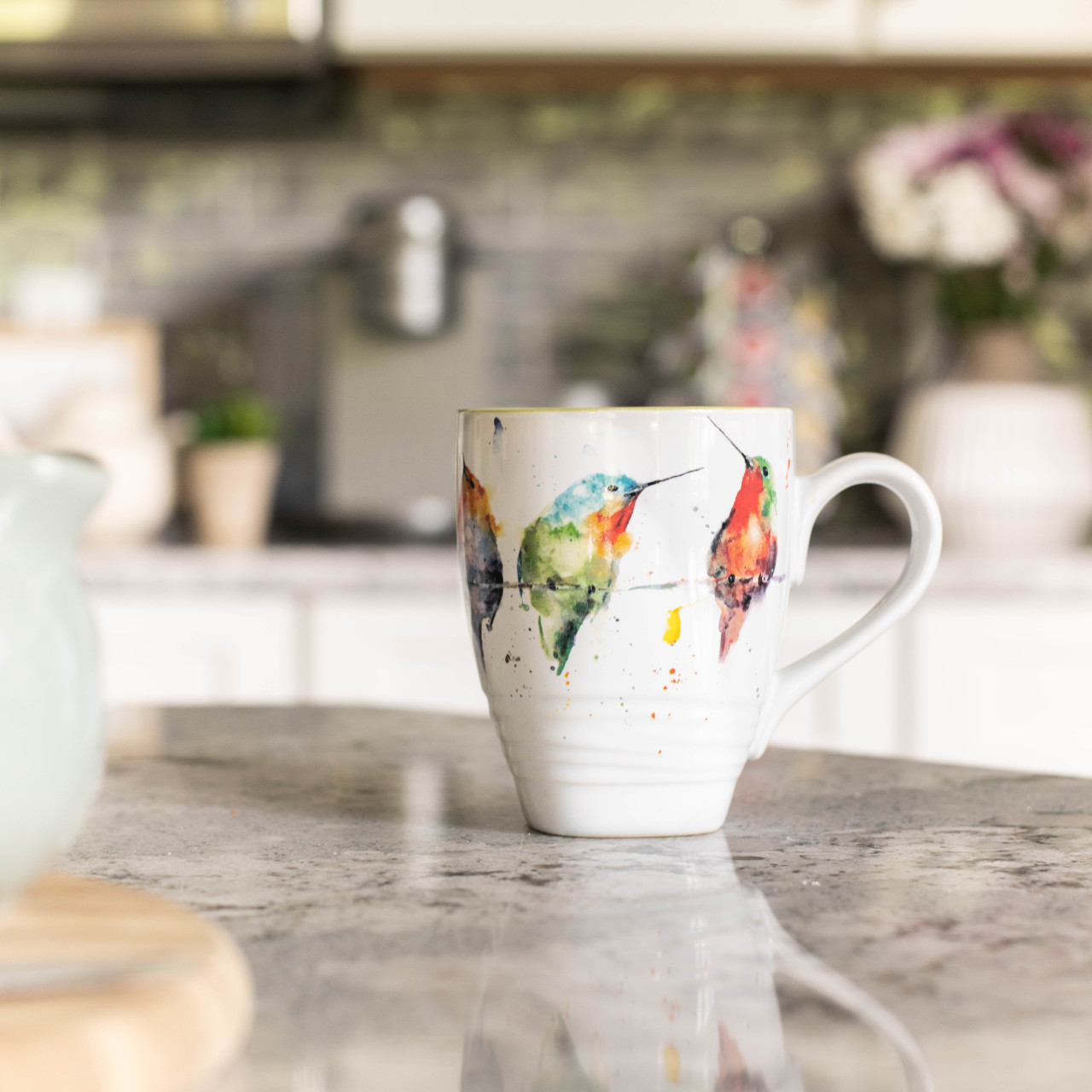 Dean Crouser Stoneware Watercolor Hummers on a Wire Mug 16oz thumbnail