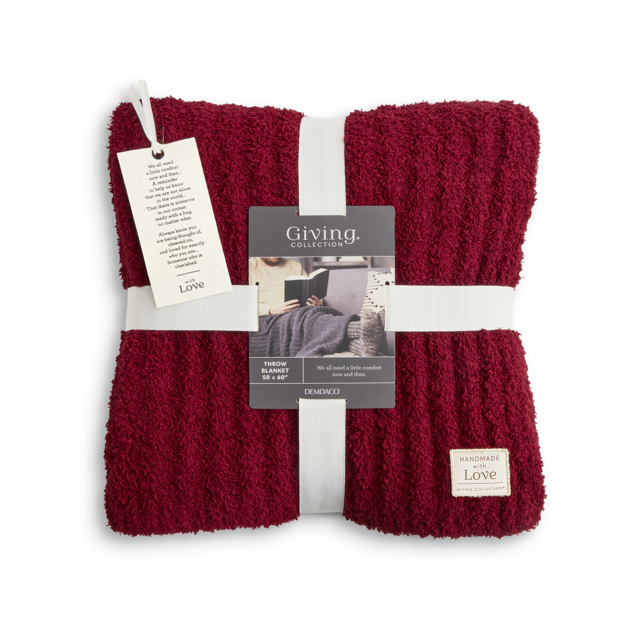 Giving Collection Red Ribbed Throw Blanket 52" x 62" thumbnail