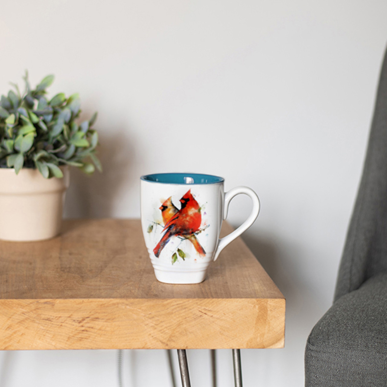 Dean Crouser Stoneware Watercolor Cardinal Pair Mug 16oz thumbnail