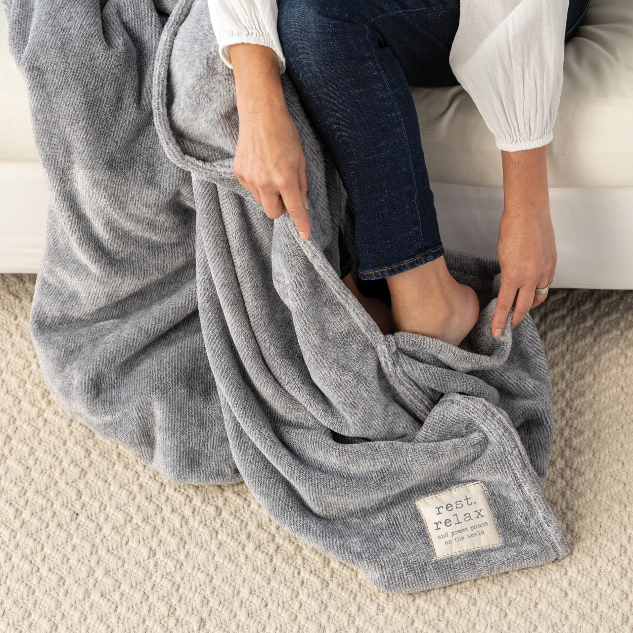 Together Time Me Time Gray Foot Pocket Blanket 60" x 70" thumbnail