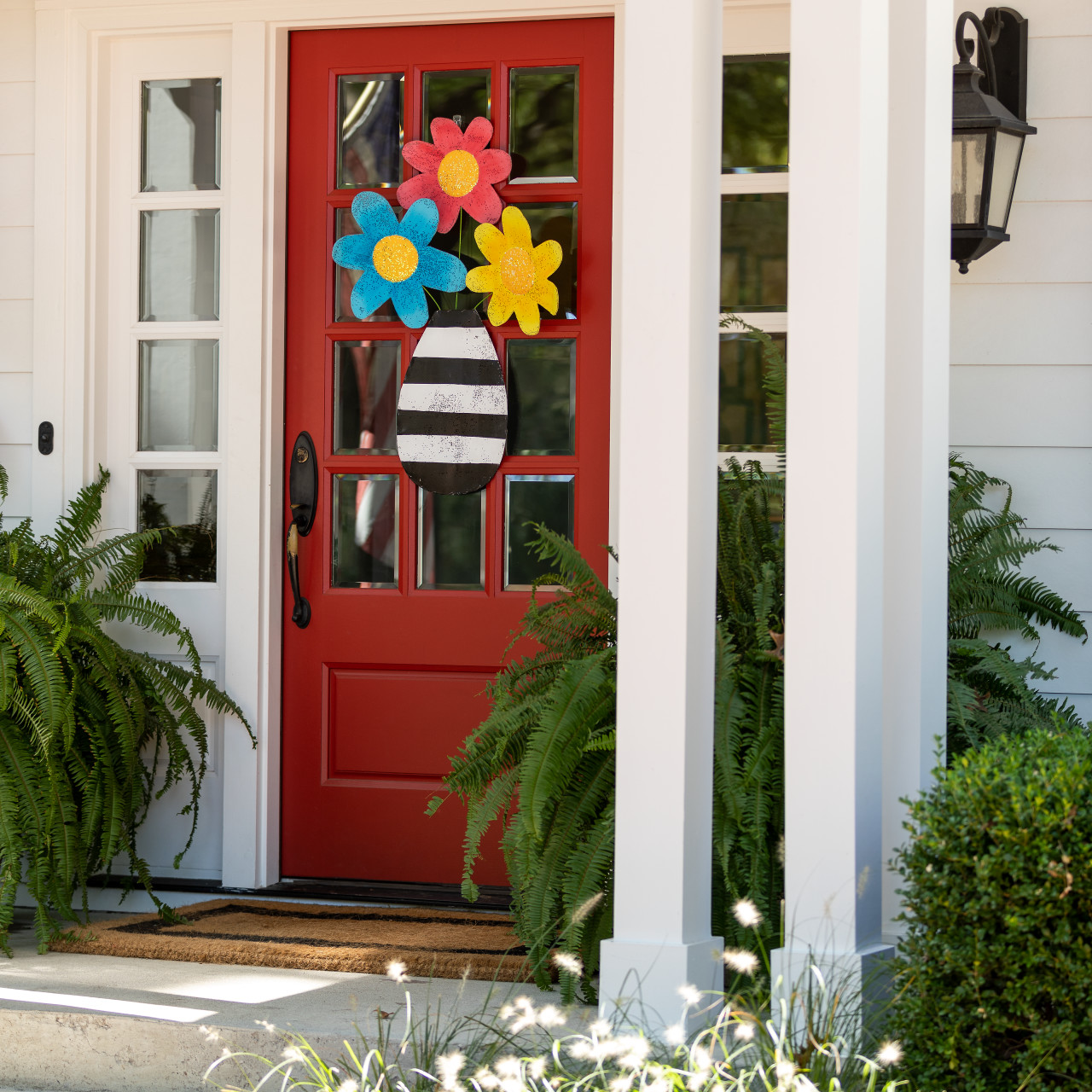 Screenings Multicolored Flowers in Striped Vase Door Hanger 22" x 35" thumbnail
