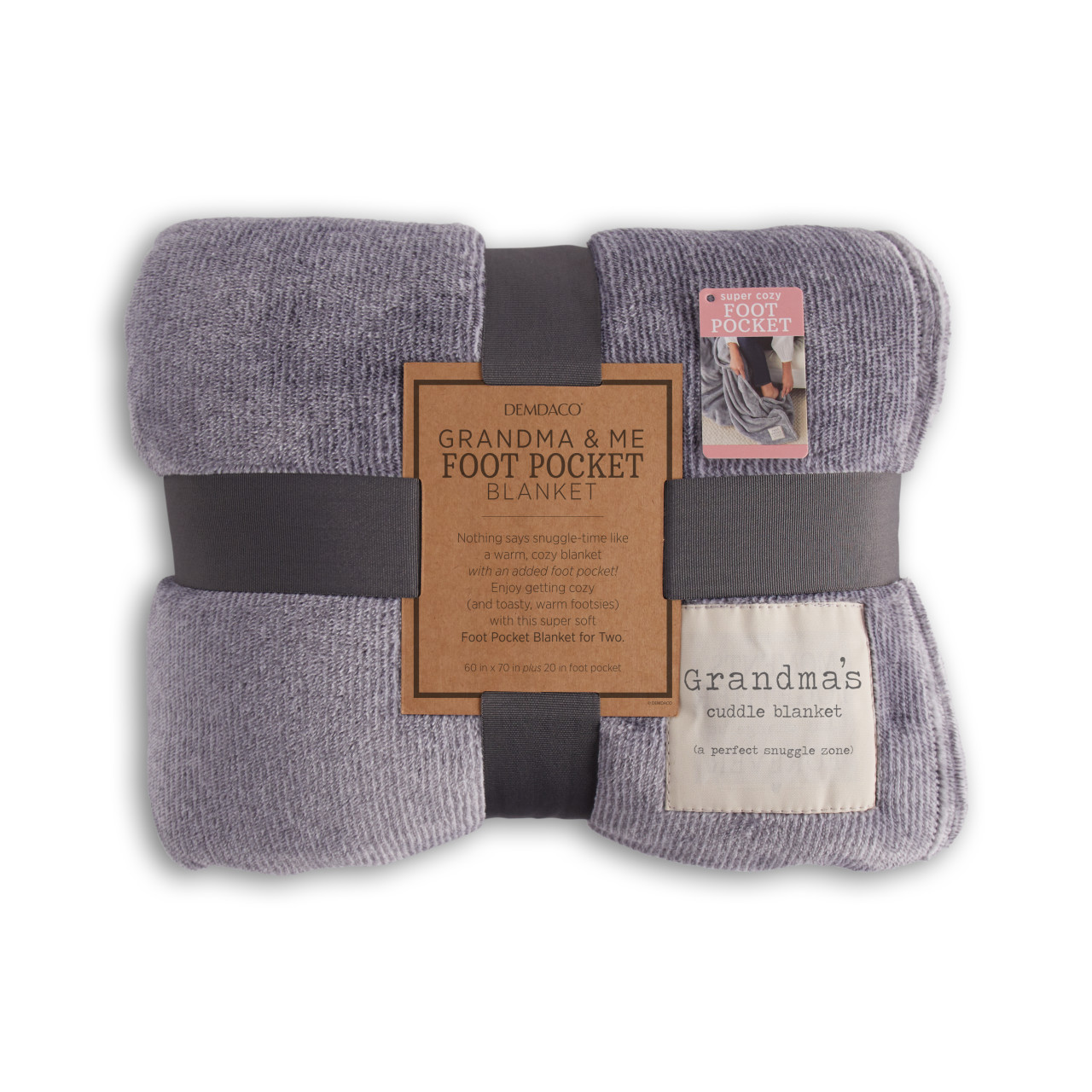 Together Time Grandma & Me Gray Foot Pocket Blanket 60" x 70" thumbnail