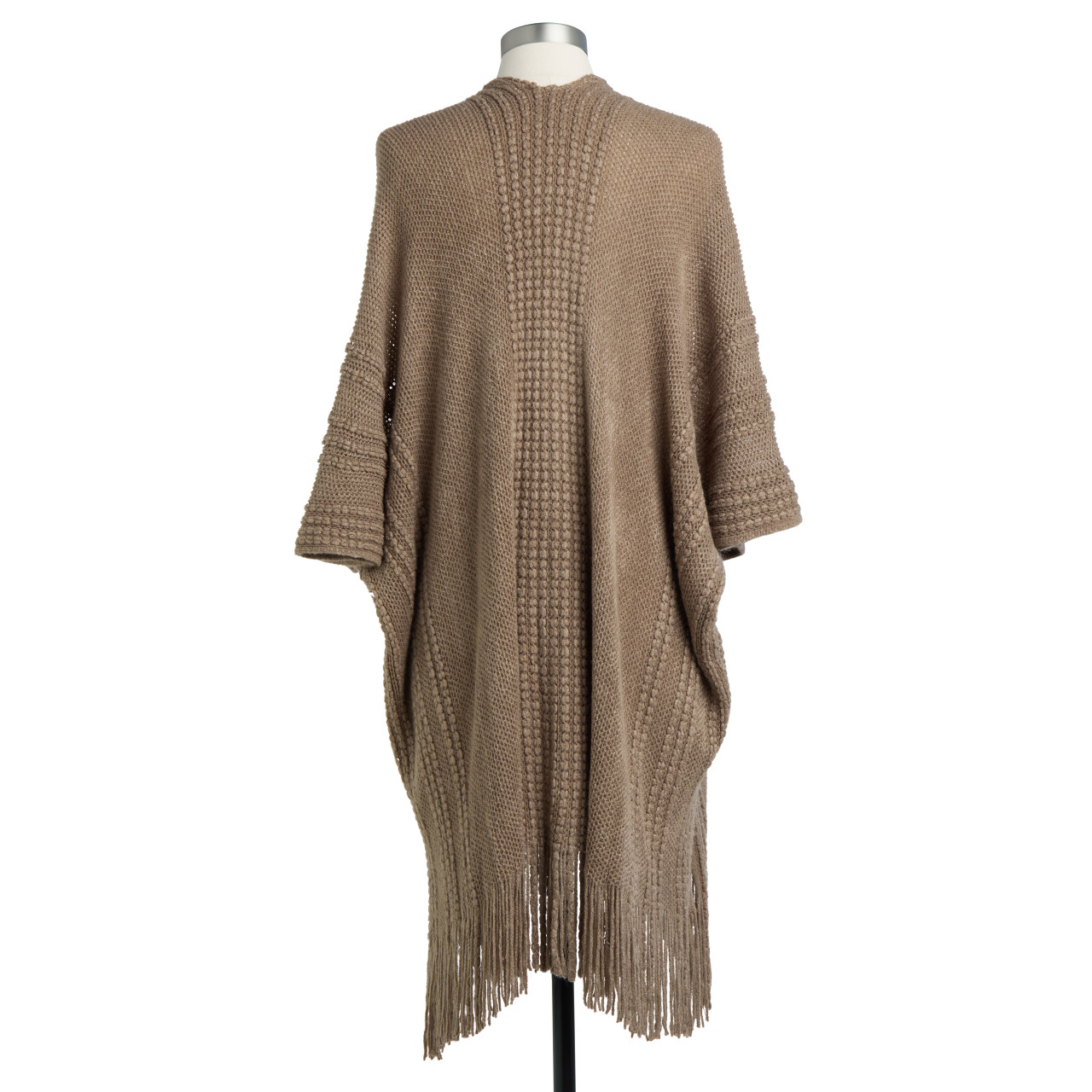 Taupe Textured Soft Knit Short Sleeve Duster 52" x 38" thumbnail