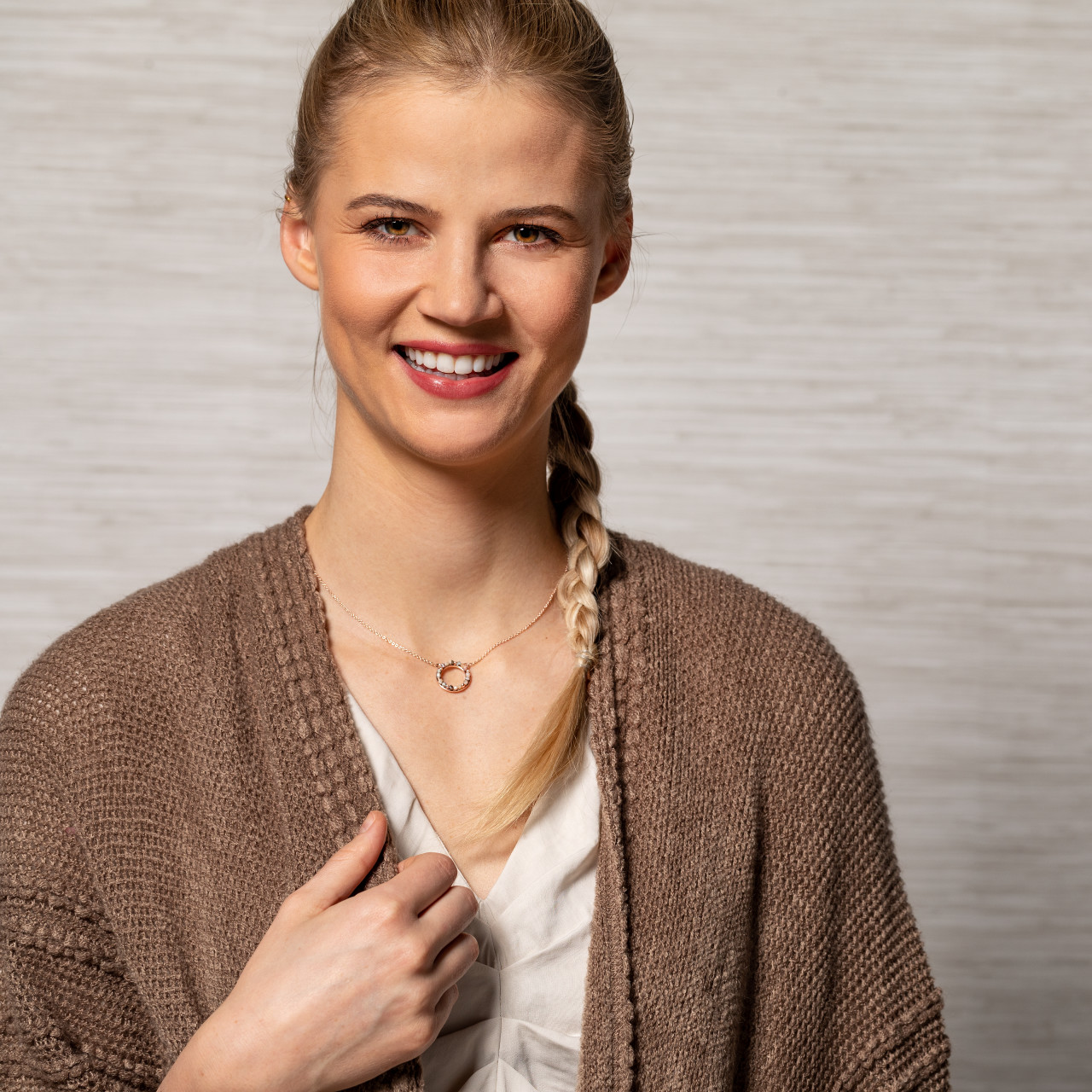 Taupe Textured Soft Knit Short Sleeve Duster 52" x 38" thumbnail