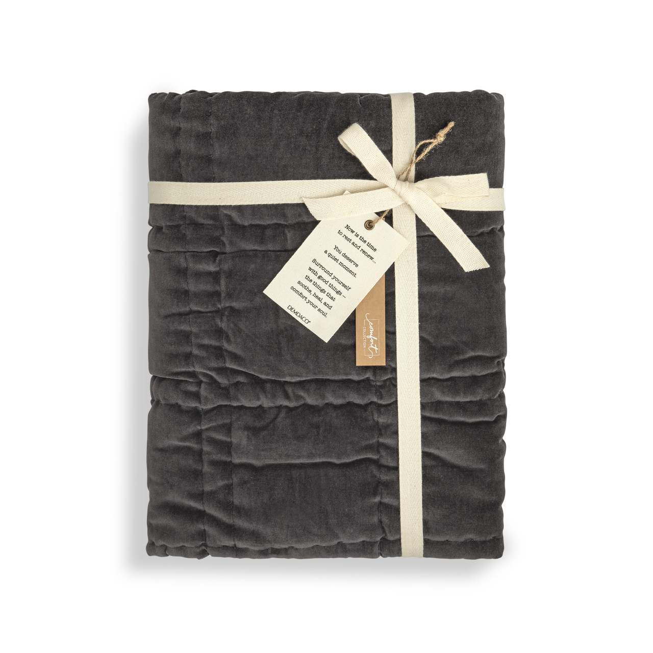 Velvet Throw Blanket - Charcoal thumbnail