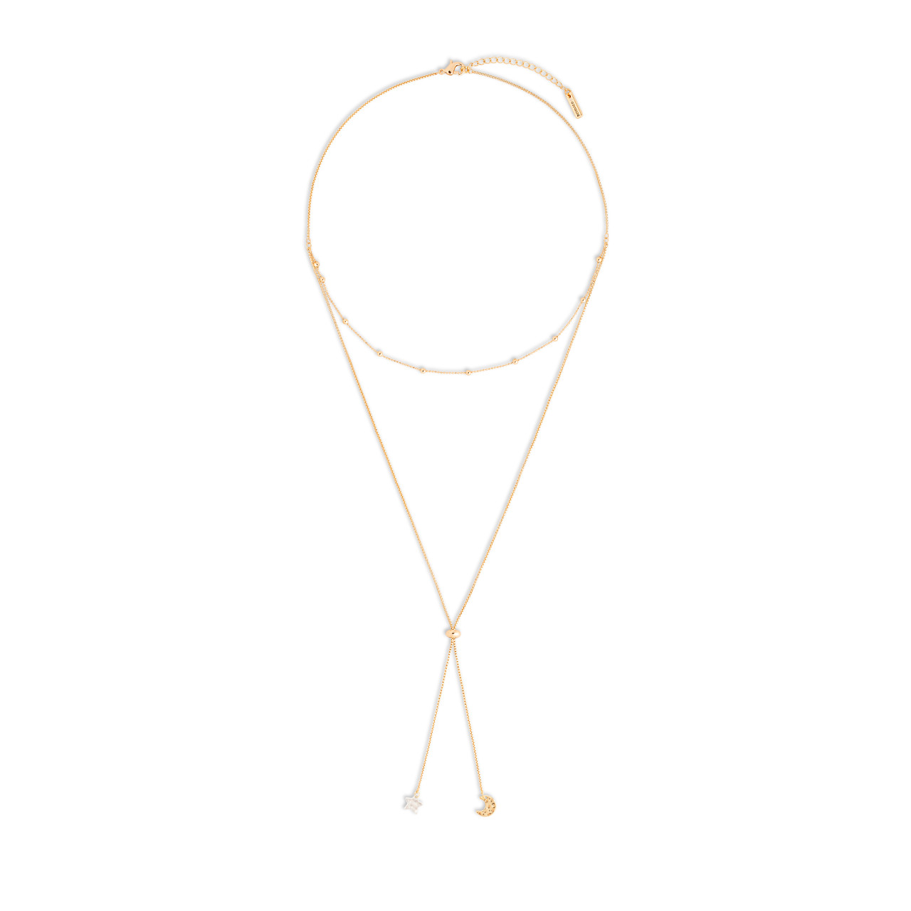 Lariat Charm Necklace - Moon and Stars thumbnail
