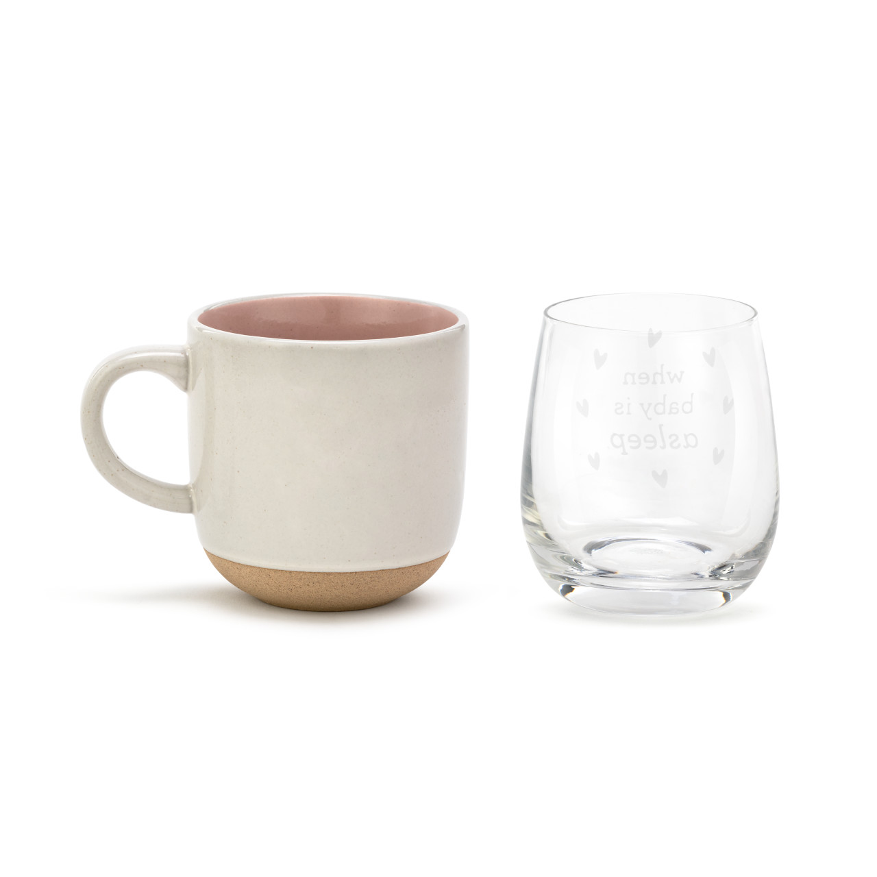 Mug and Wine Glass Set - When Baby Wakes/Sleeps thumbnail