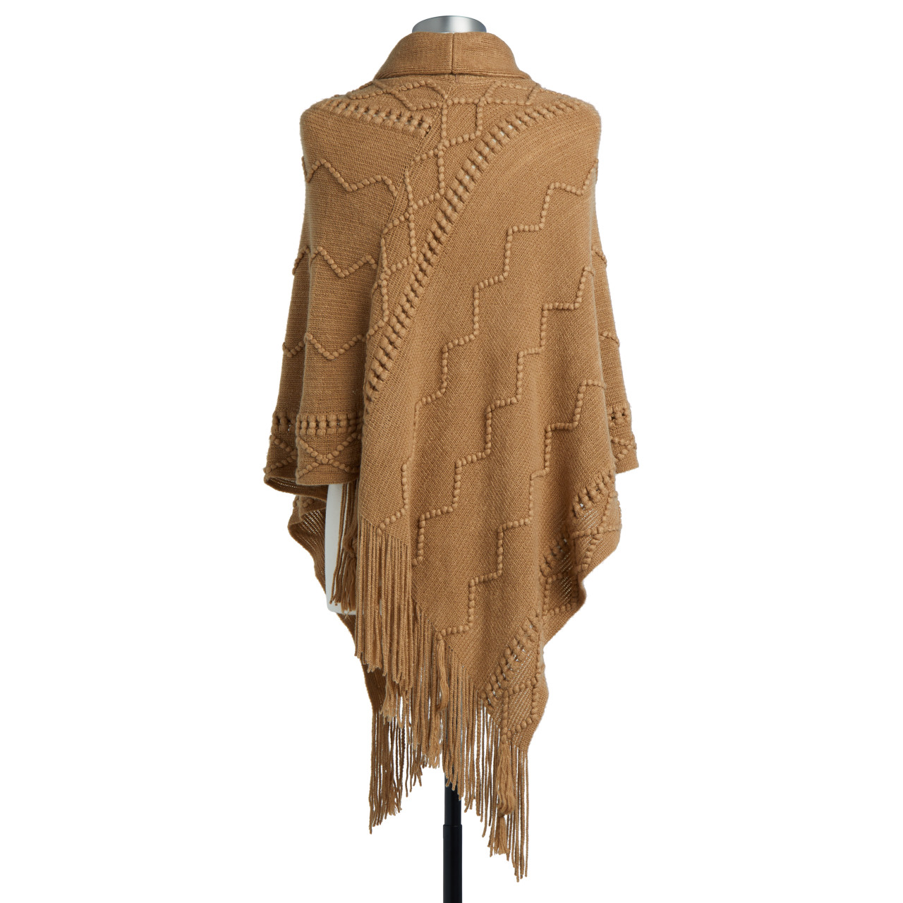 Camel Textured Cowl Neck Poncho thumbnail