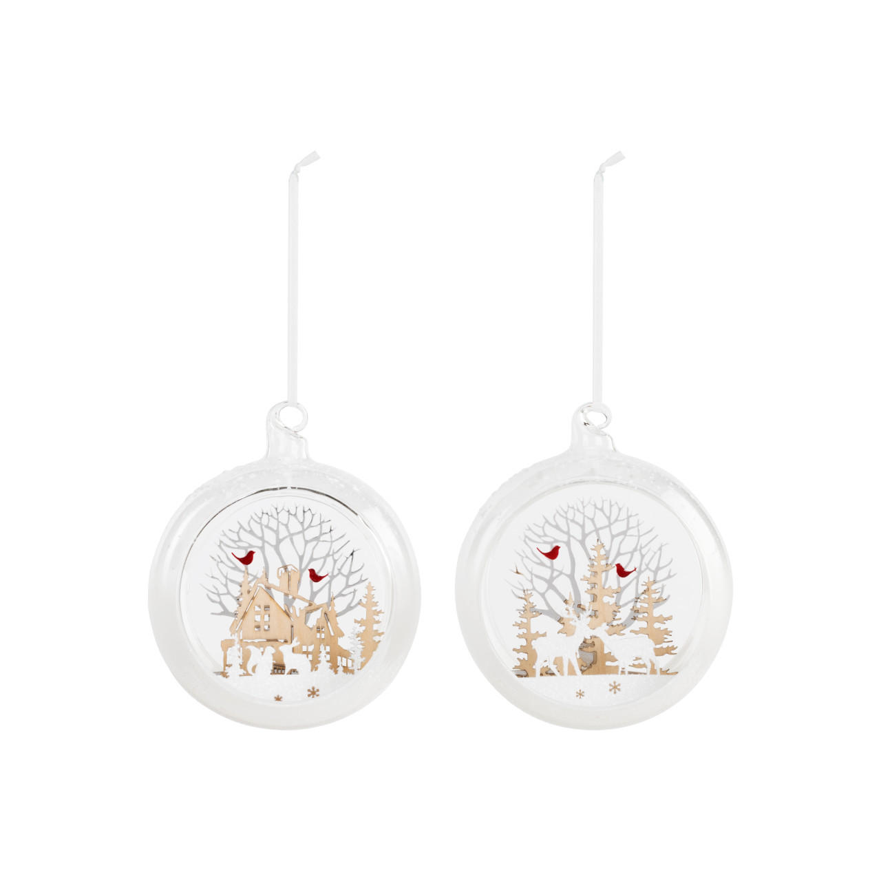 Glass Snow Scene Ornaments - 2 Assorted thumbnail