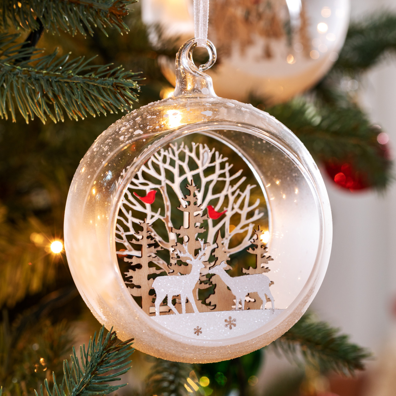 Glass Snow Scene Ornaments - 2 Assorted thumbnail