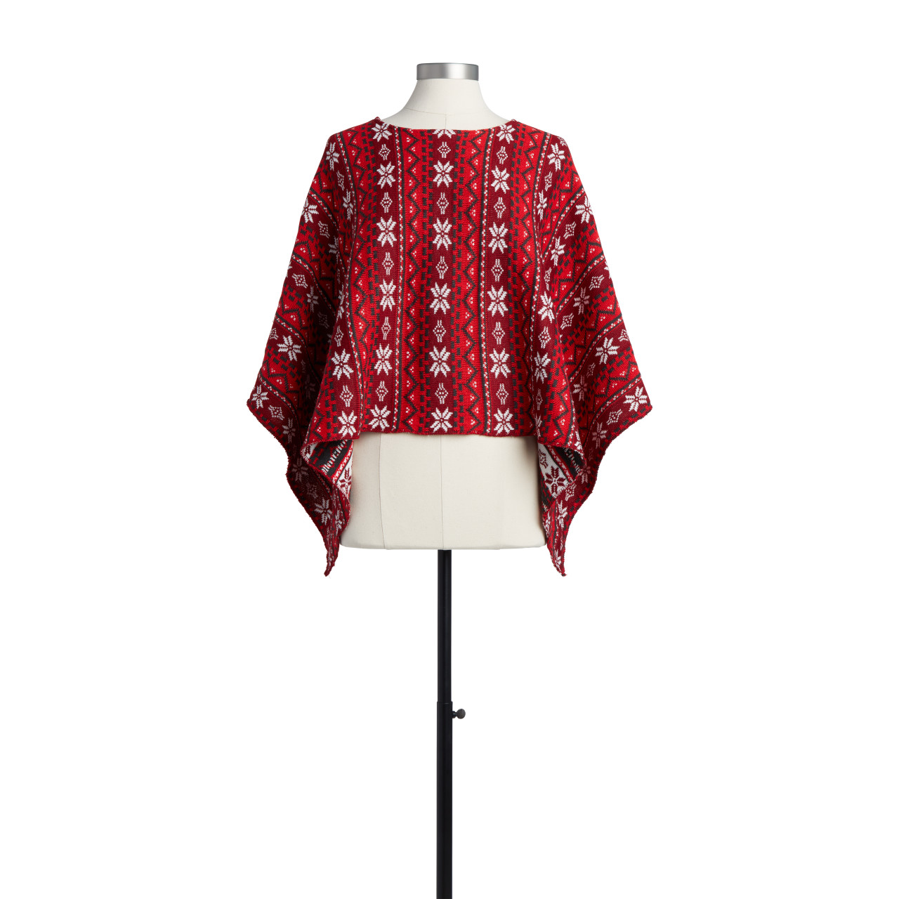 Red and White Holiday Poncho thumbnail