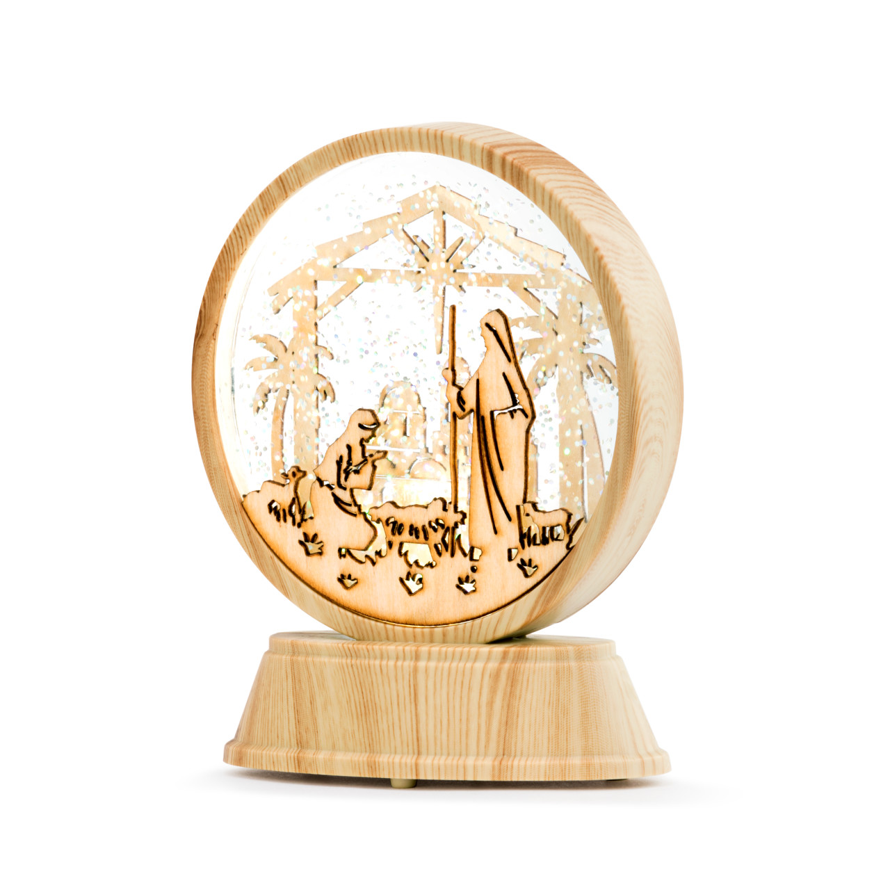 Lit Wood Holy Family Snow Globe thumbnail