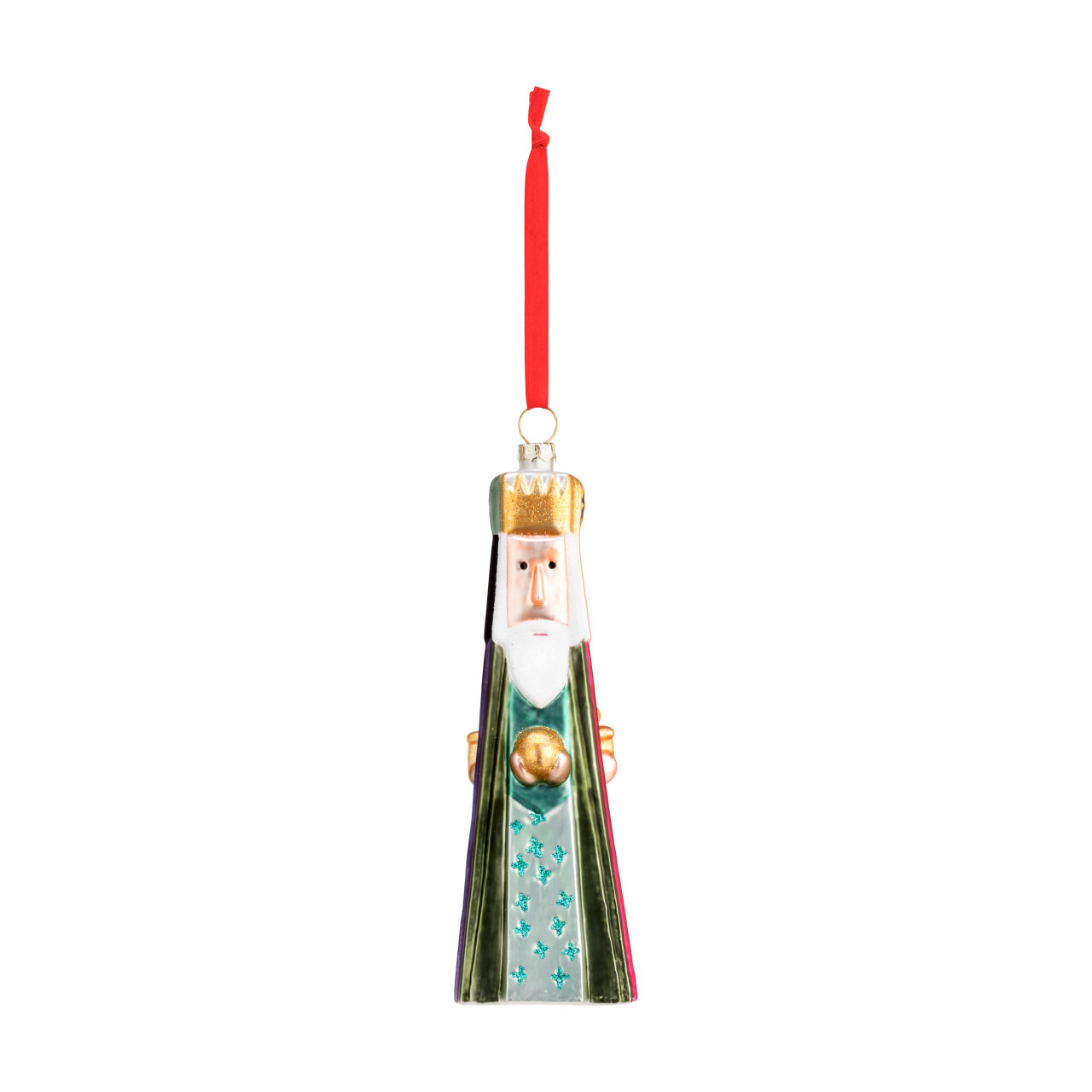 Holiday Blown Glass Three Kings Dimentional Nativity Ornament 2" x 6" thumbnail