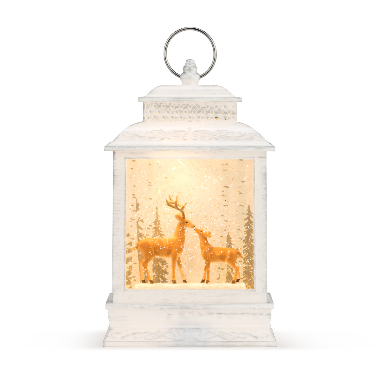 Holly Lodge Lit Musical Christmas Carols Deer Lantern 6" x 11" thumbnail