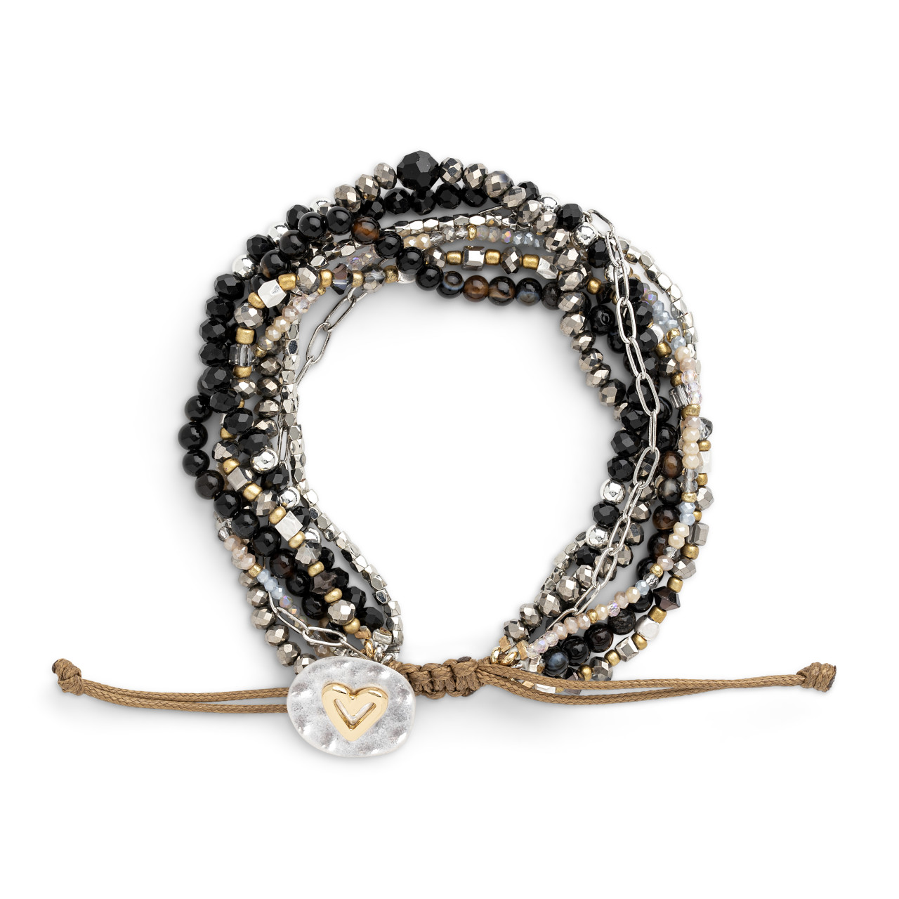 Your Journey Black Adjustable Beaded Love Bracelet 7" thumbnail