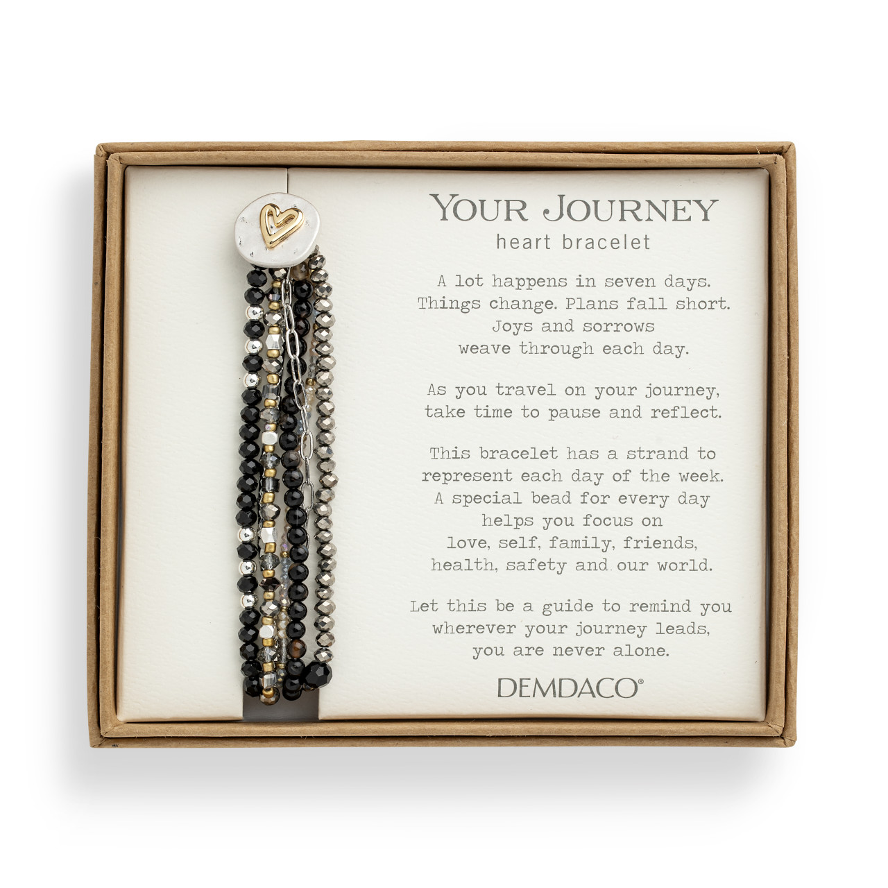 Your Journey Black Adjustable Beaded Love Bracelet 7" thumbnail
