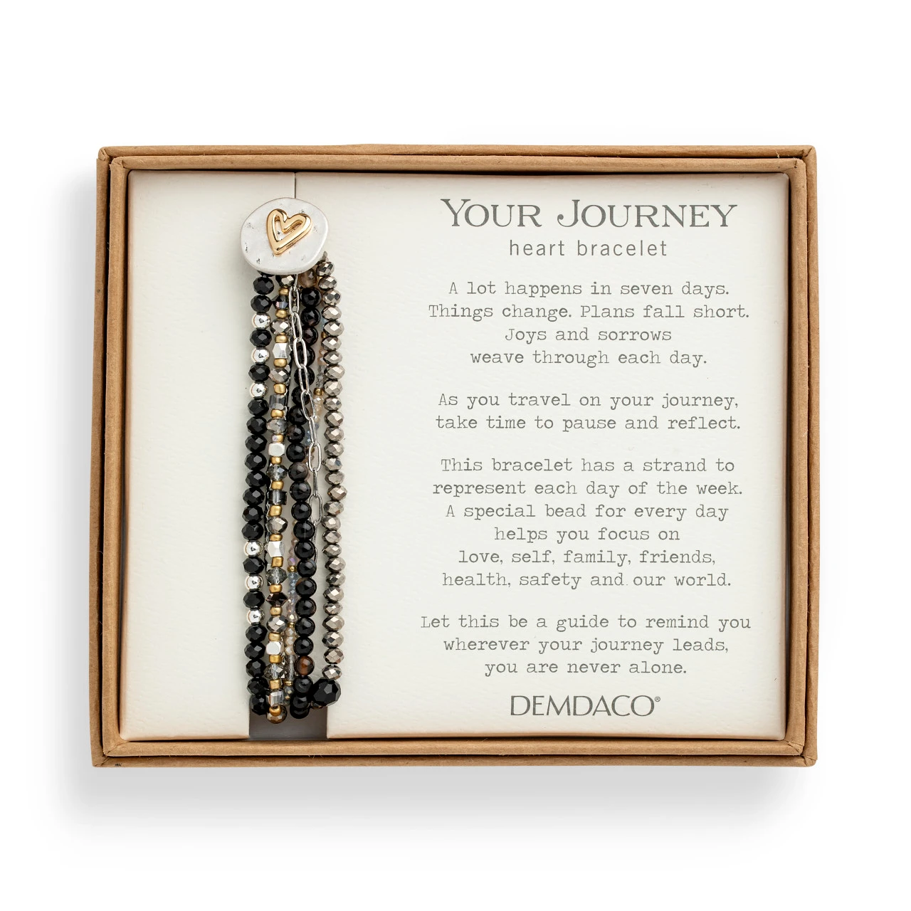 Your Journey Black Adjustable Beaded Love Bracelet 7" thumbnail