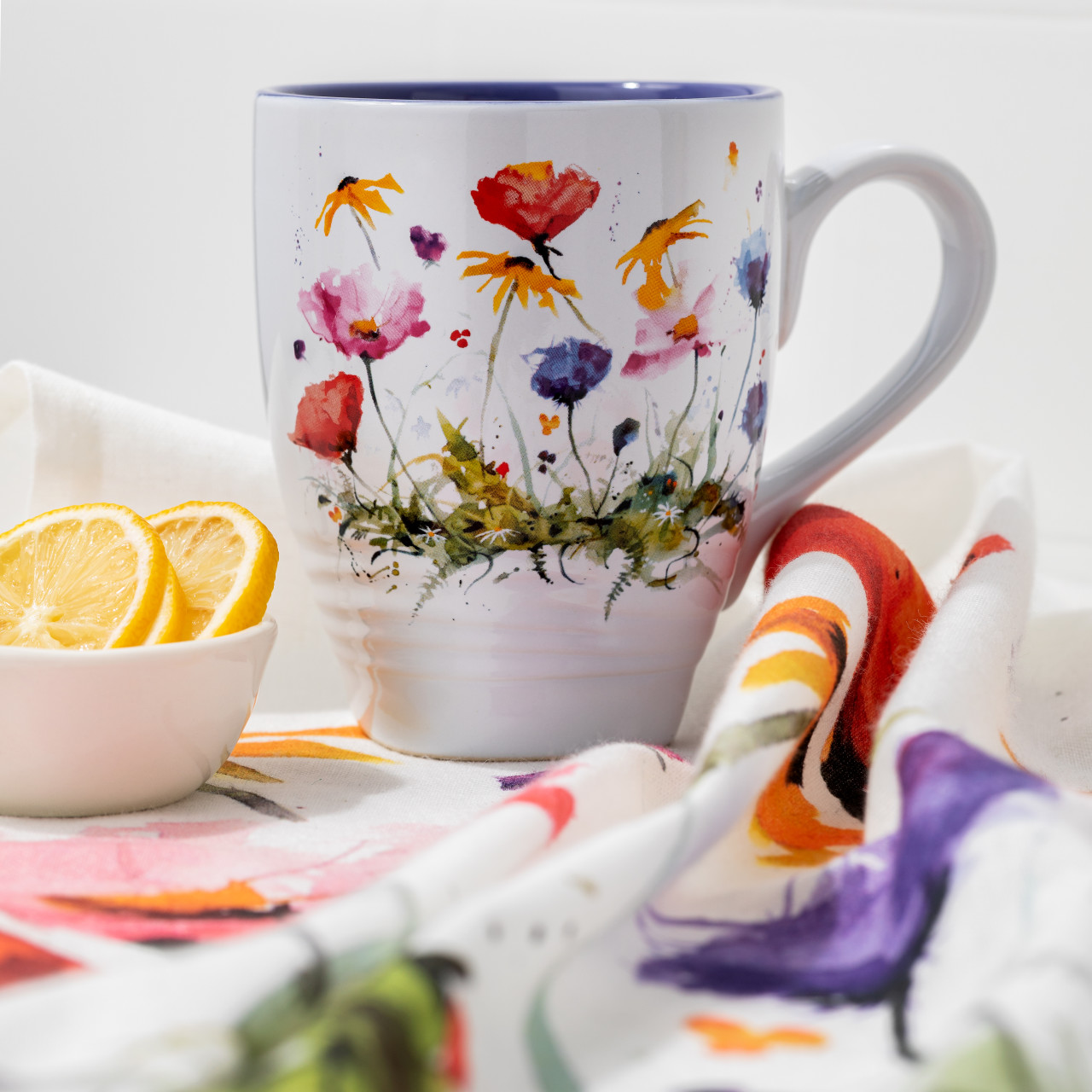 Dean Crouser Stoneware Watercolor Wildflowers Mug 16oz thumbnail