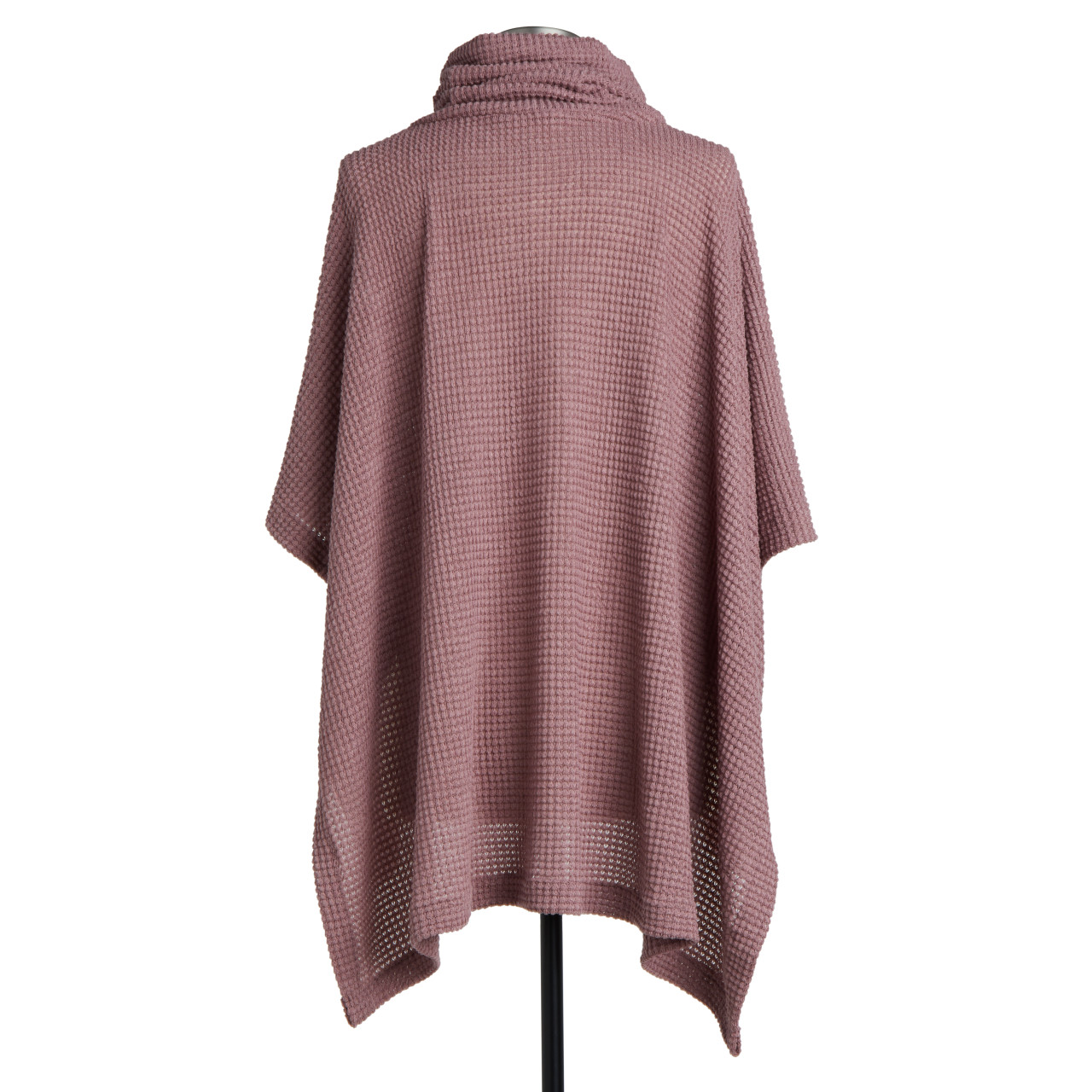 Waffle Knit Poncho - Dusty Rose thumbnail