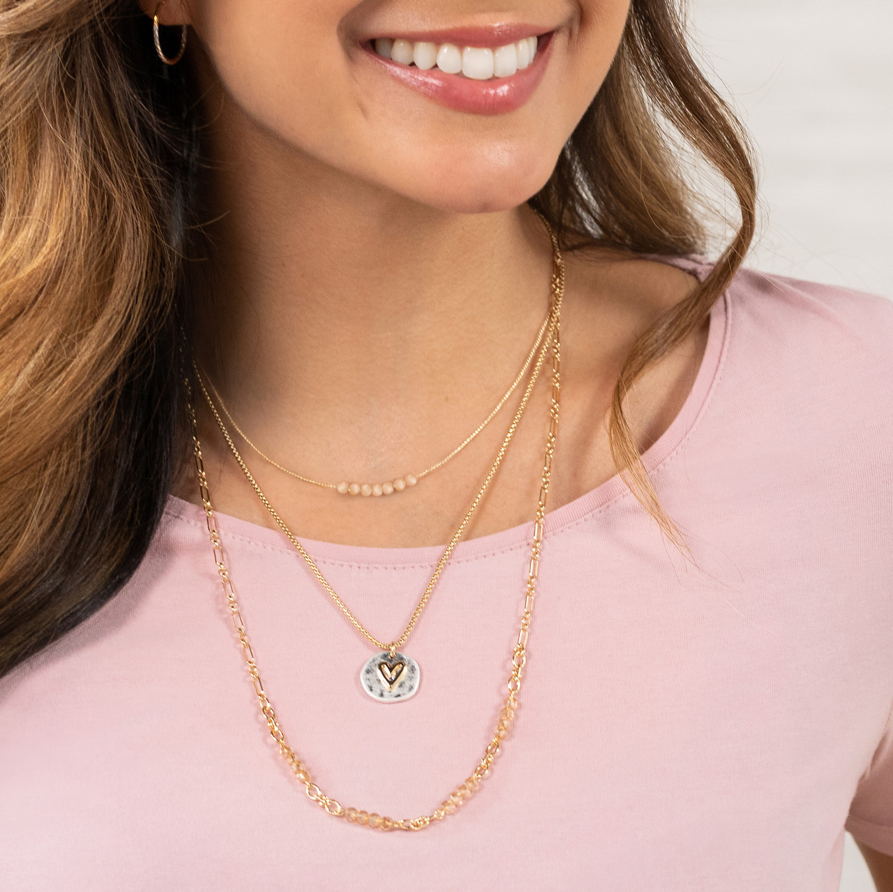 Your Journey Champagne Adjustable Beaded Love Necklace 24" thumbnail