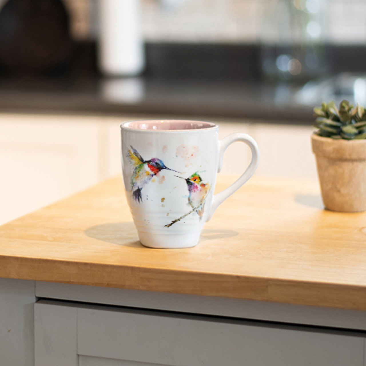 Dean Crouser Stoneware Watercolor Lovebirds Mug 16oz thumbnail