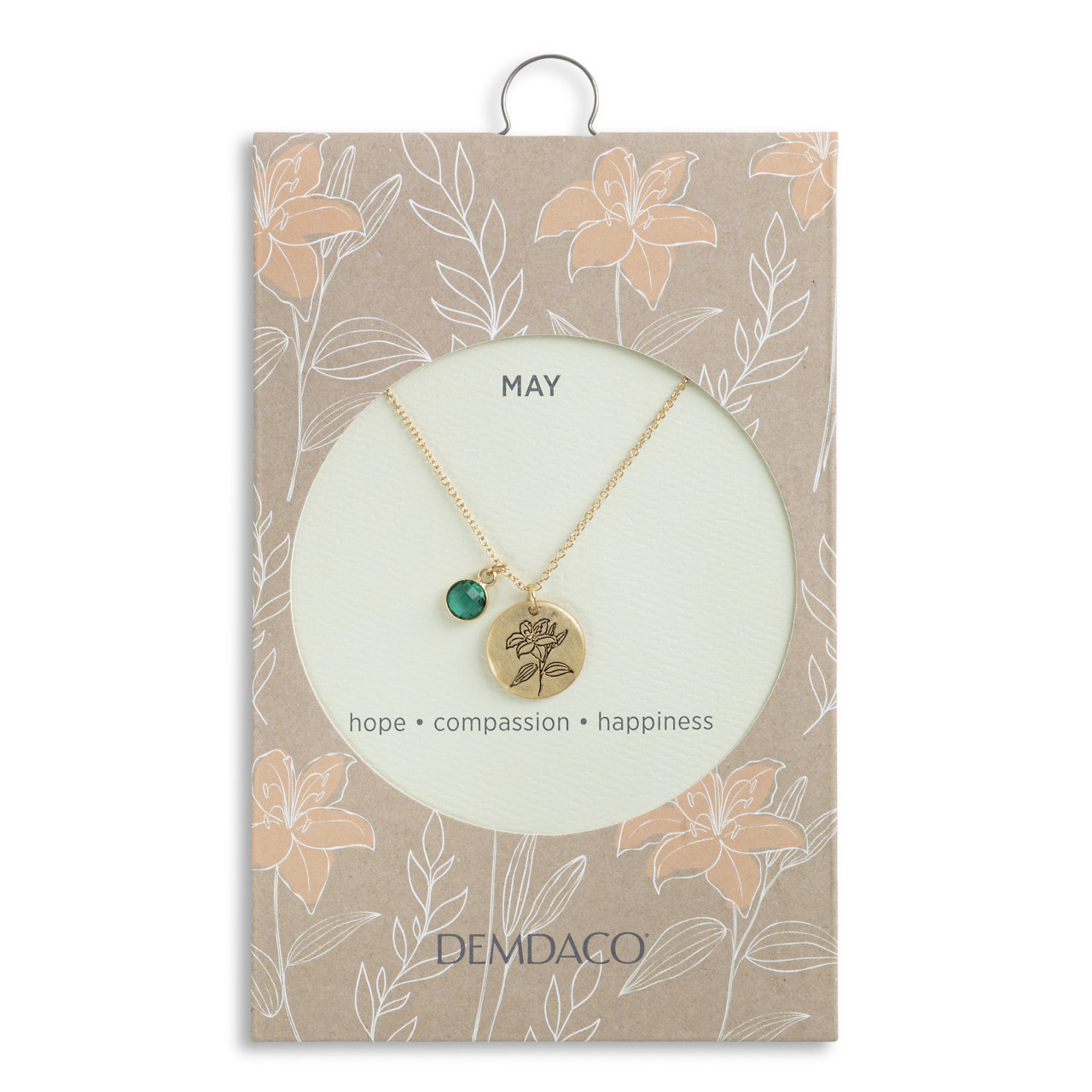 Birthstone Charm Necklace - May thumbnail