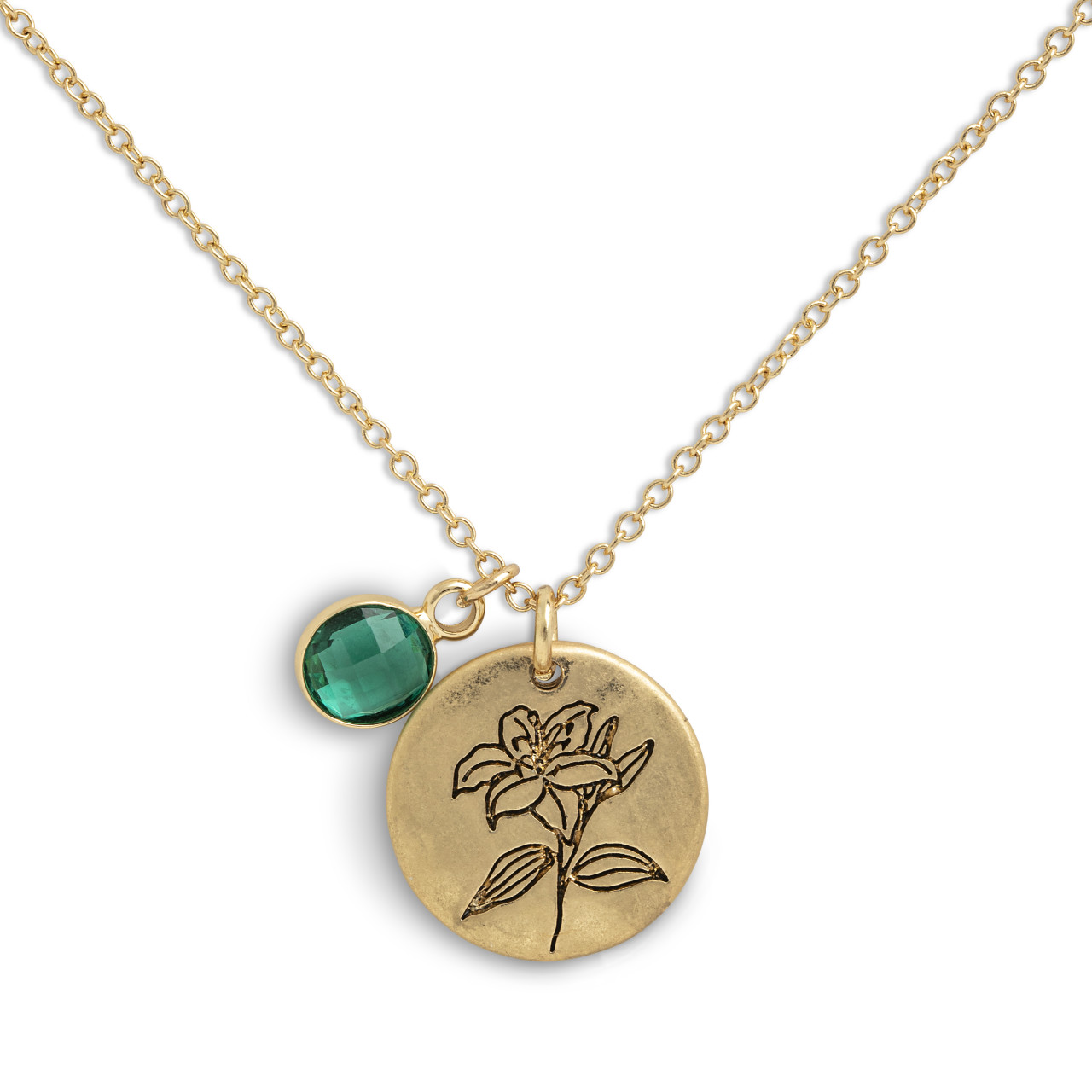 Birthstone Charm Necklace - May thumbnail