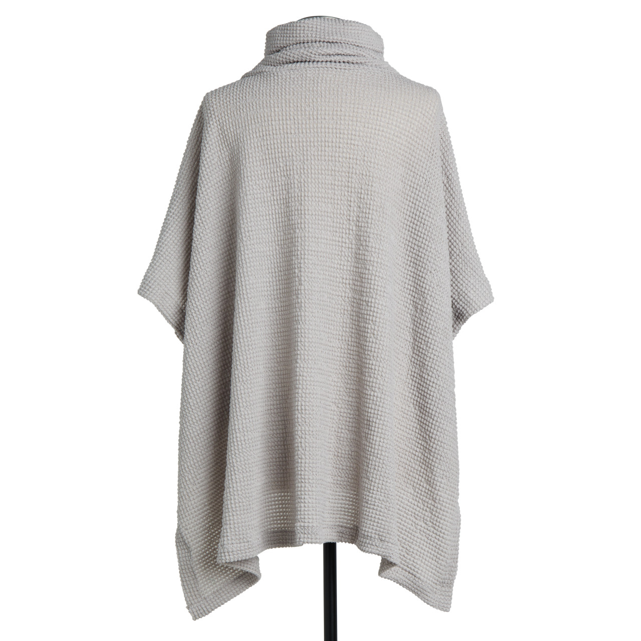 Waffle Knit Poncho - Gray thumbnail
