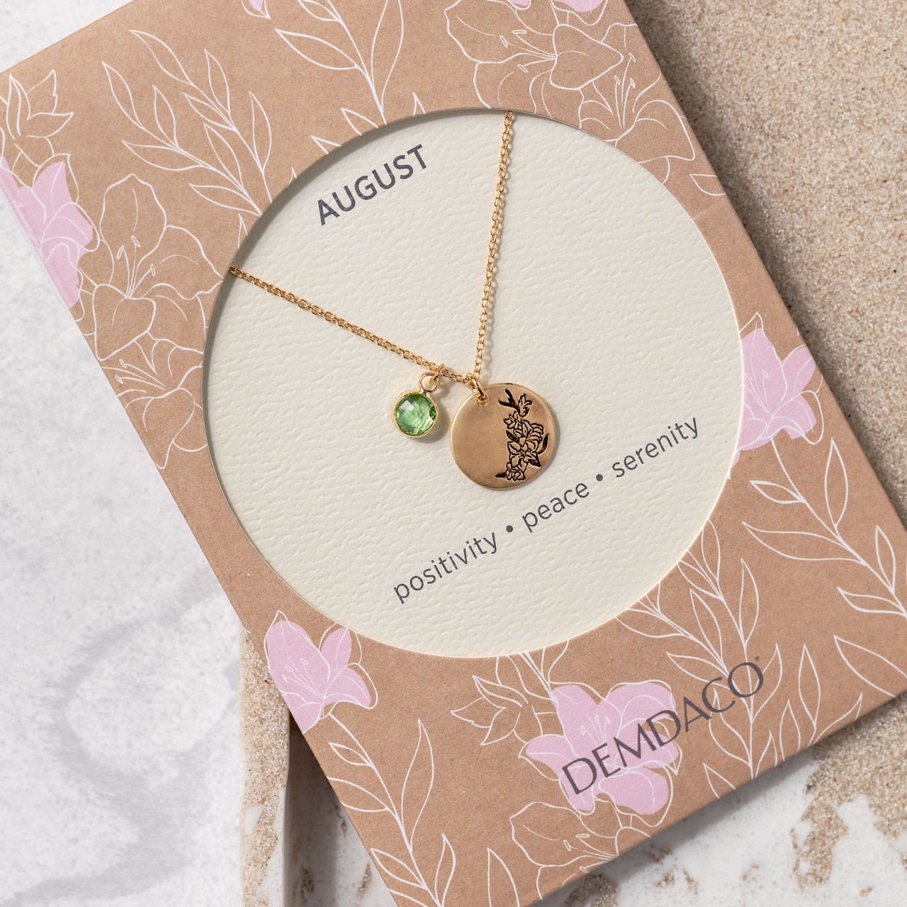 Birthstone Charm Necklace - August thumbnail