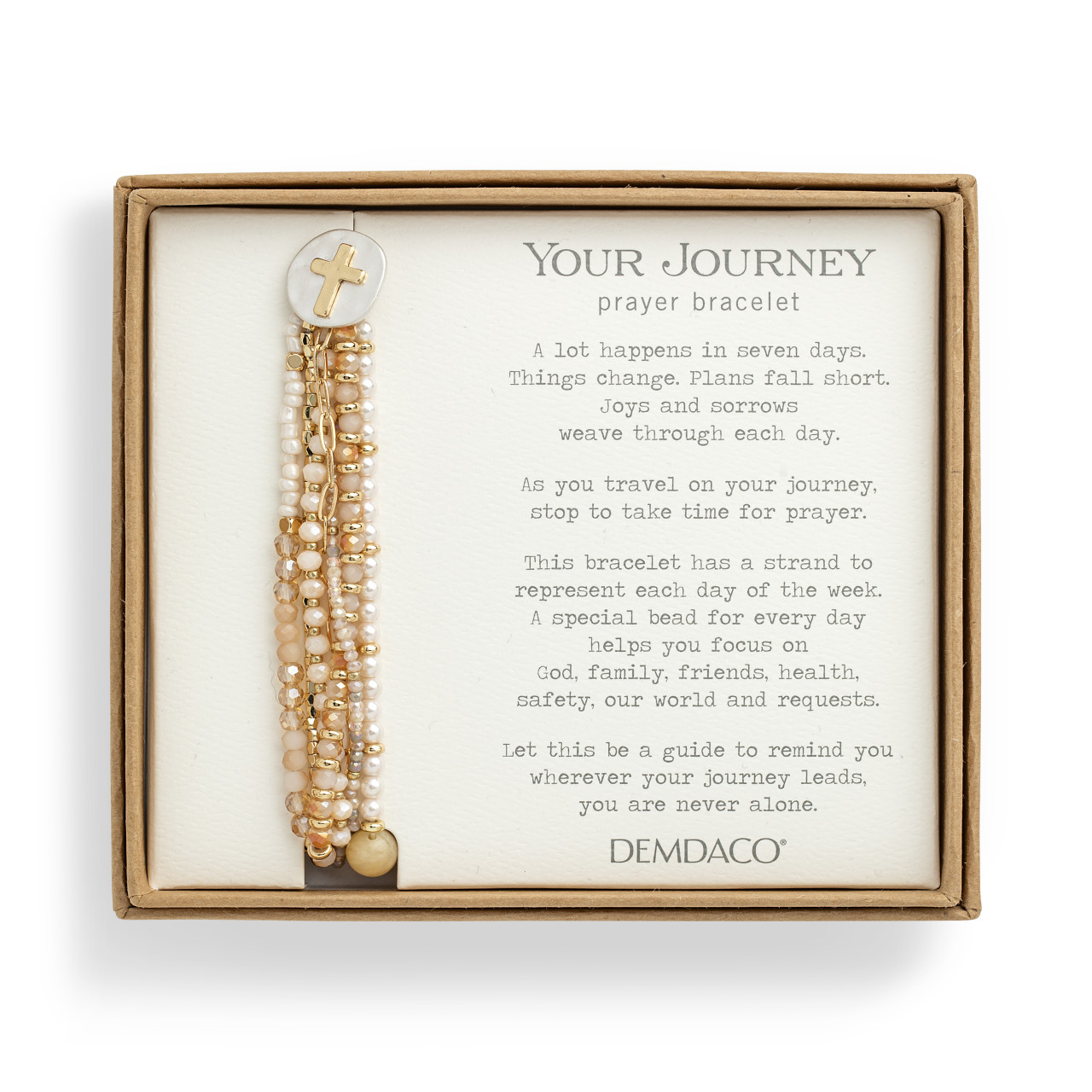 Your Journey Champagne Adjustable Beaded Prayer Bracelet 7" thumbnail