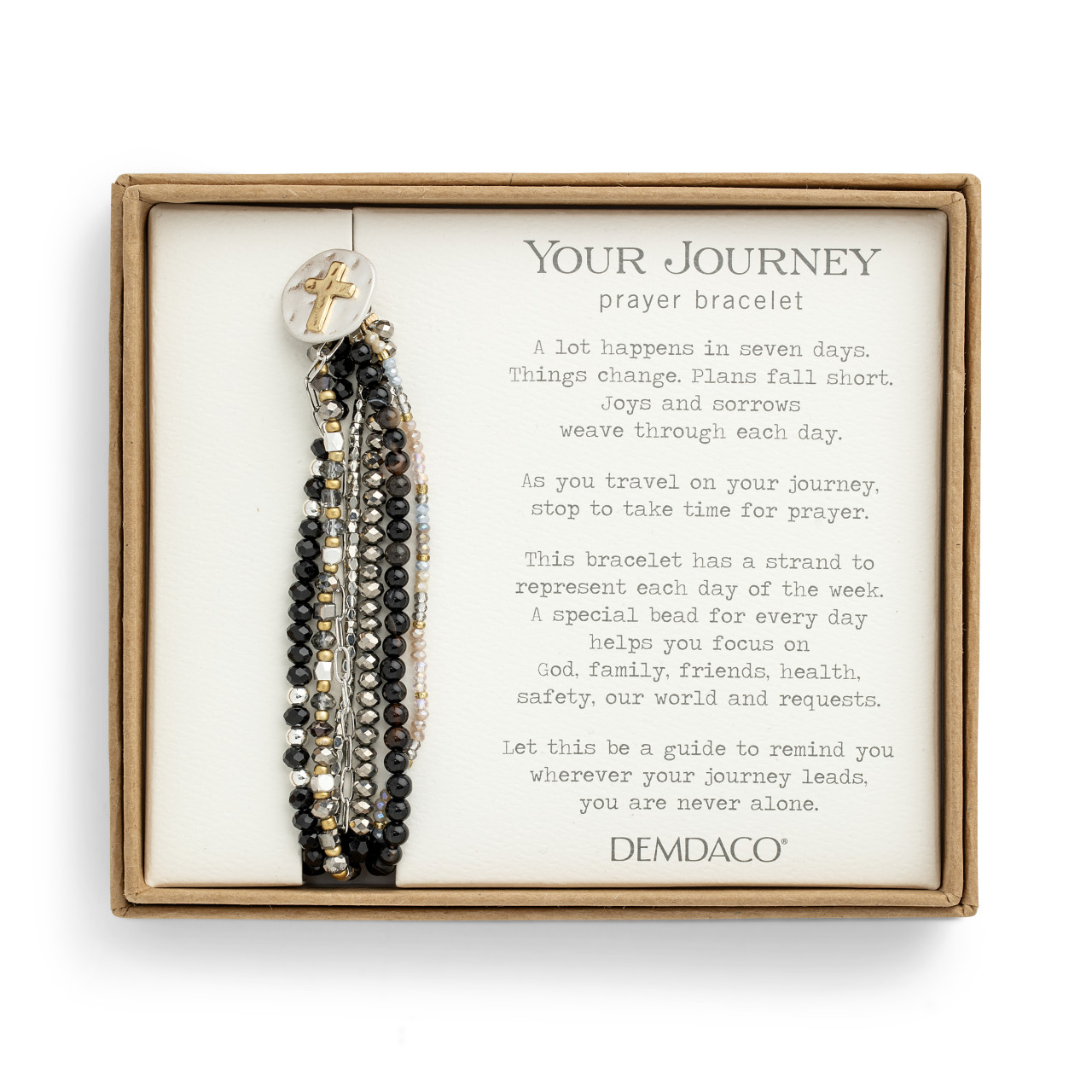 Your Journey Black Adjustable Beaded Prayer Bracelet 7" thumbnail