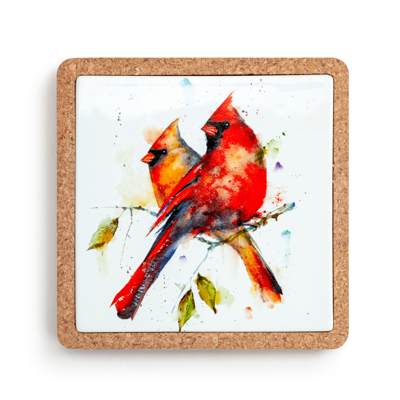 Cardinal Pair Cork Base Trivet thumbnail