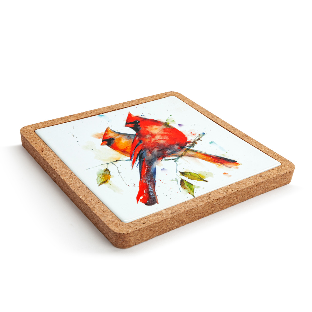 Cardinal Pair Cork Base Trivet thumbnail