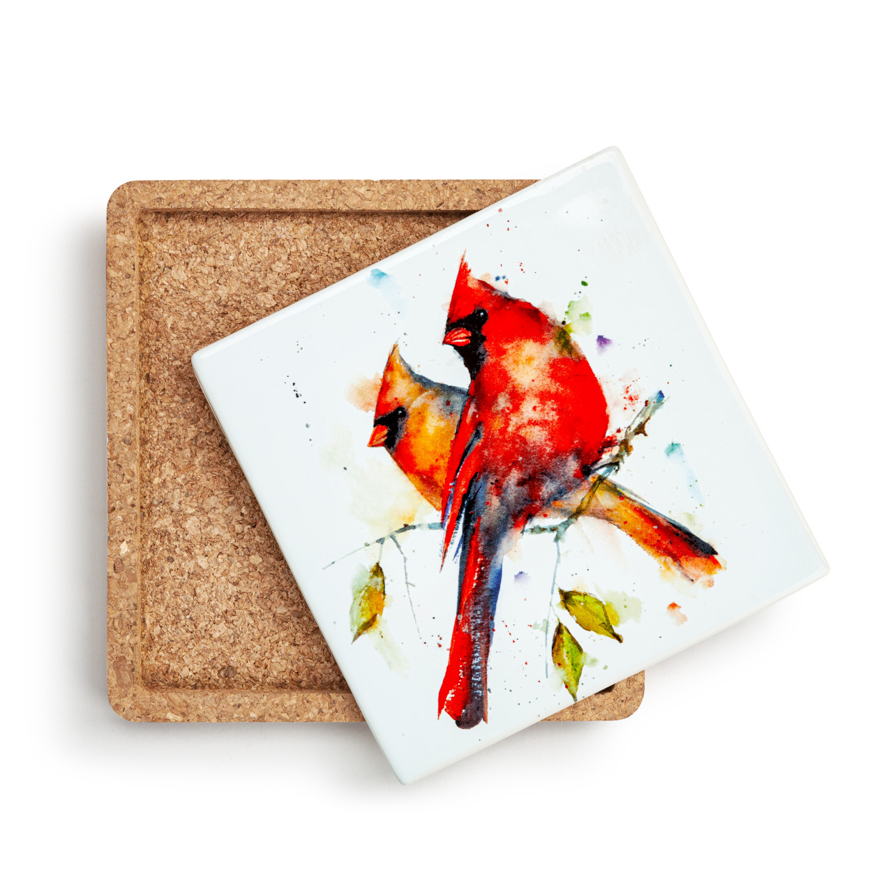 Cardinal Pair Cork Base Trivet thumbnail