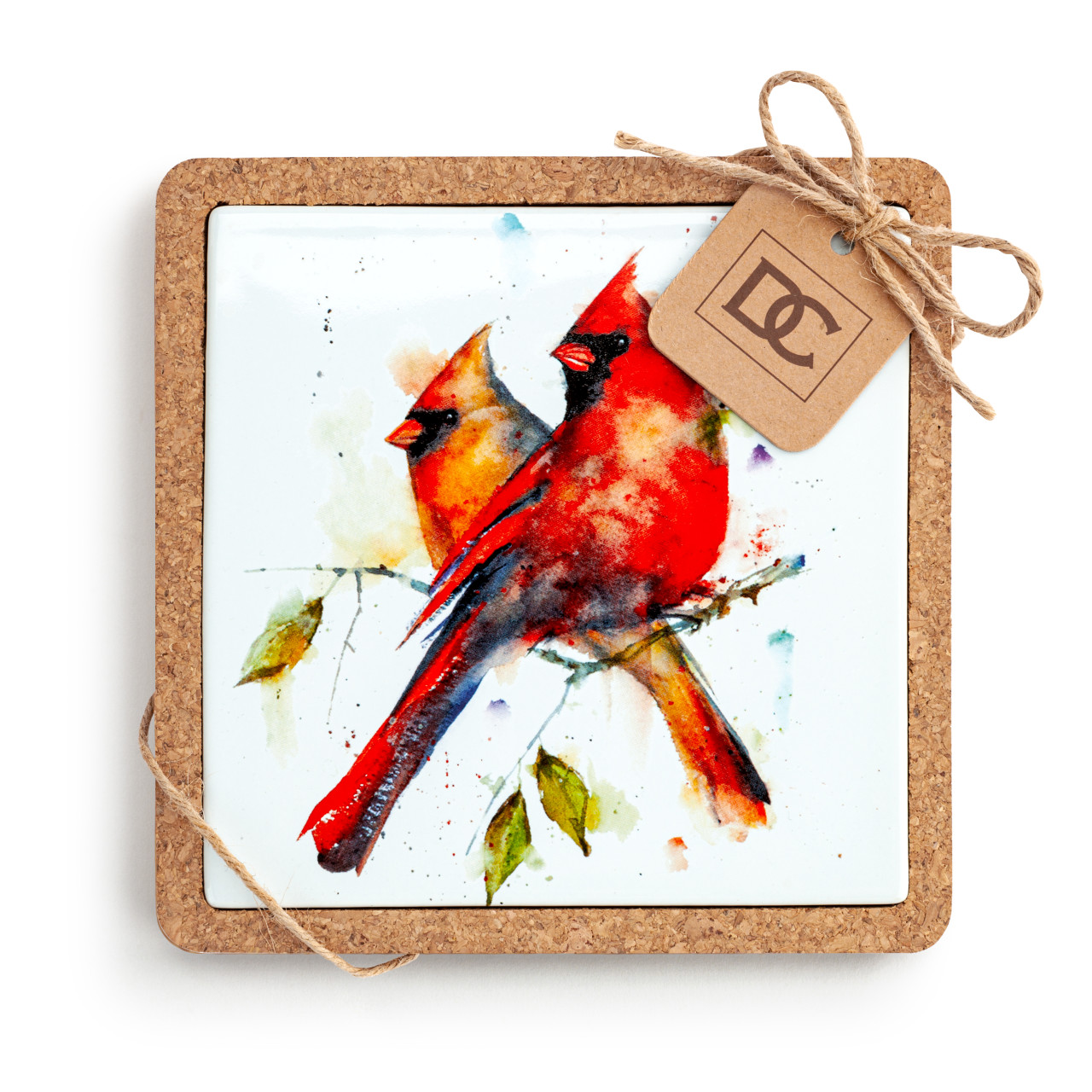 Cardinal Pair Cork Base Trivet thumbnail
