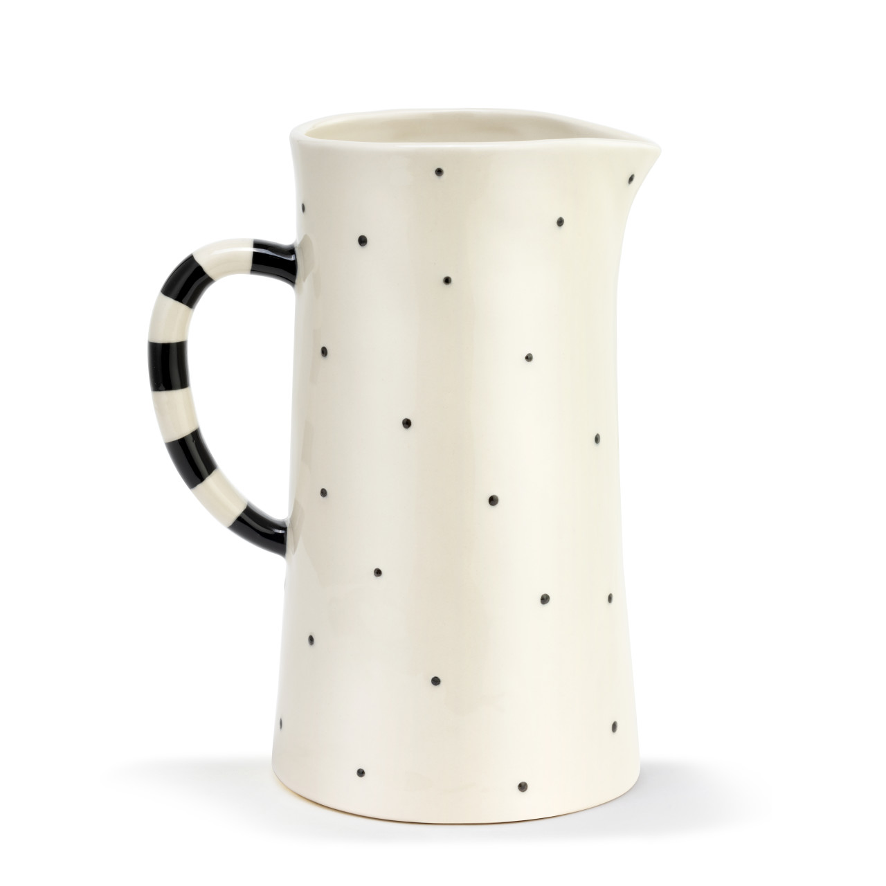 Tracy Pesche White Stoneware Red Heart & Dots Pitcher 64oz thumbnail