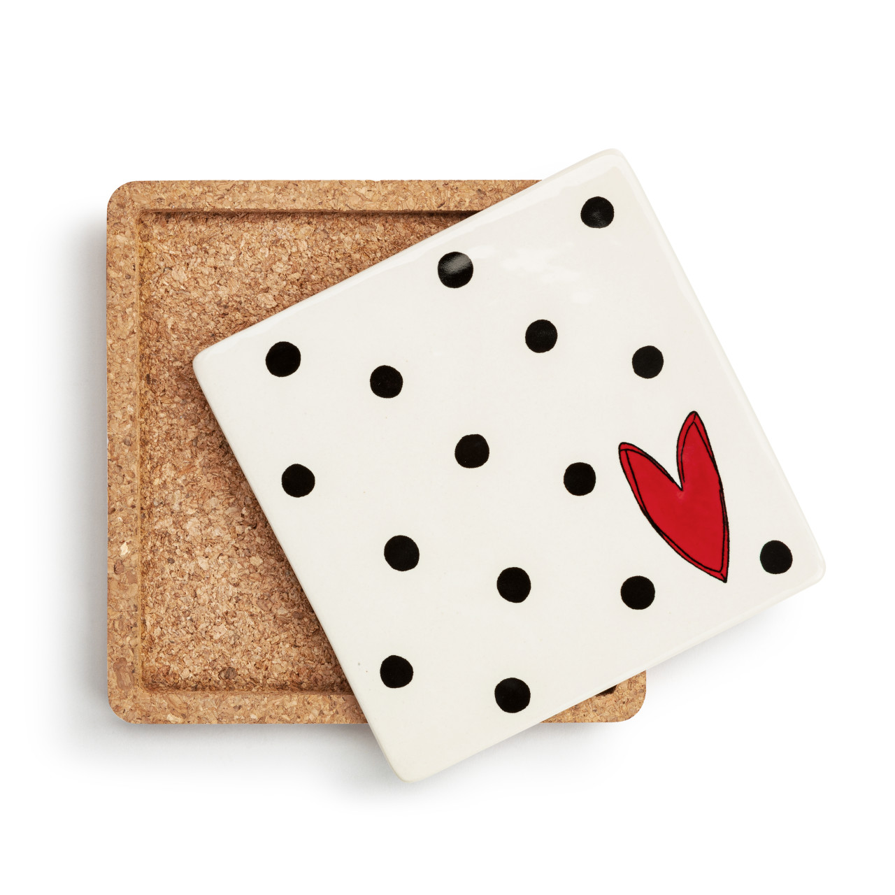 Black Dots Cork Base Trivet thumbnail