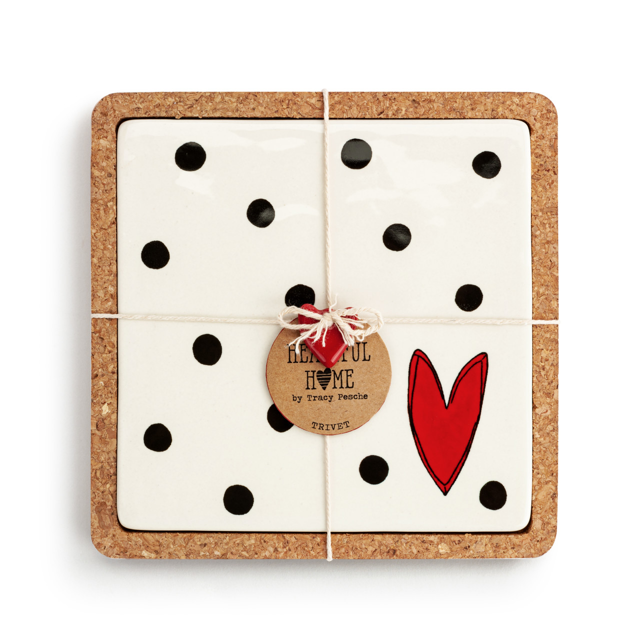 Black Dots Cork Base Trivet thumbnail