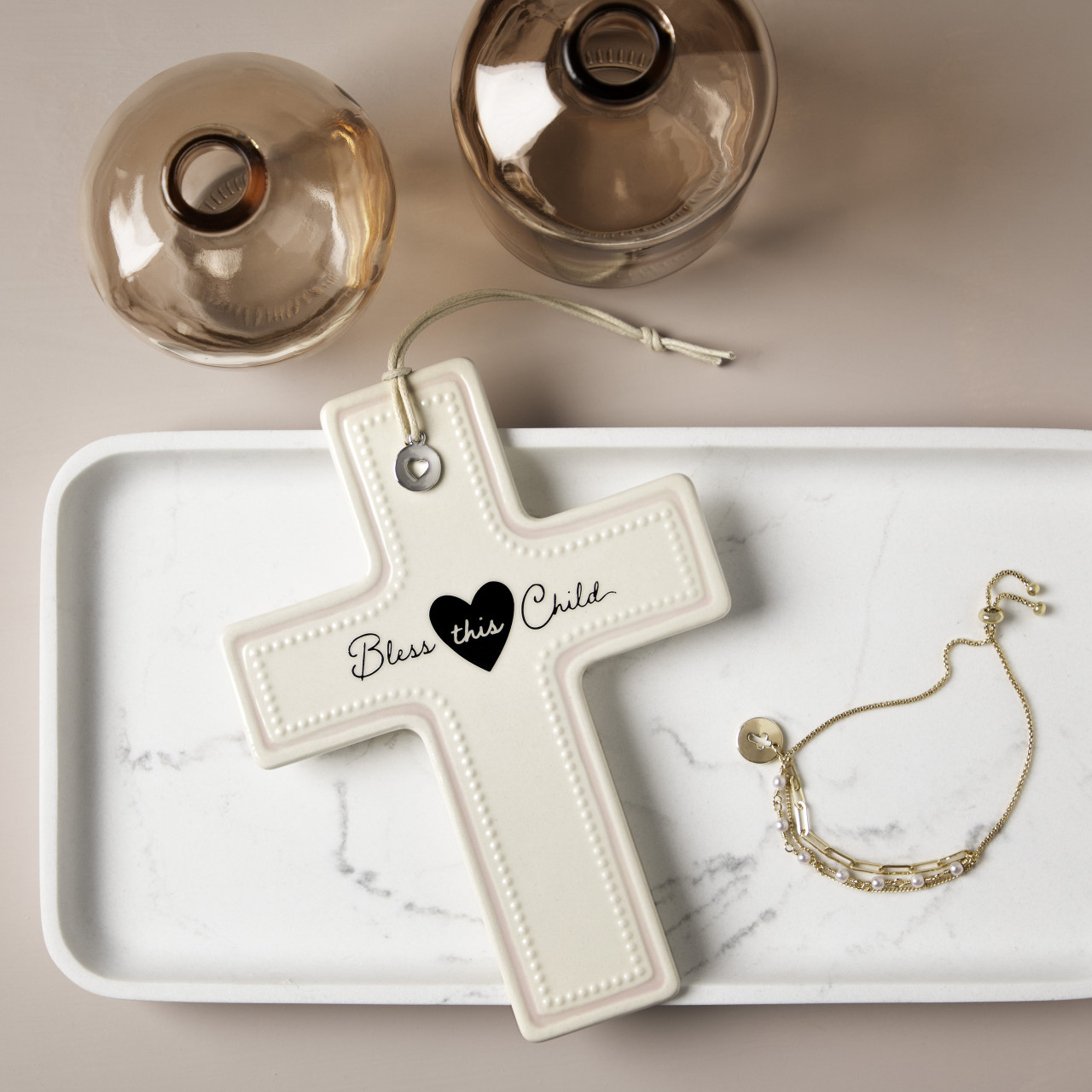 Bless This Child Wall Cross - Pink thumbnail