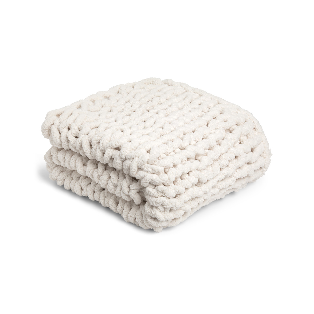 Comfort Collection Cream Chunky Knit Throw Blanket 65" x 70" thumbnail