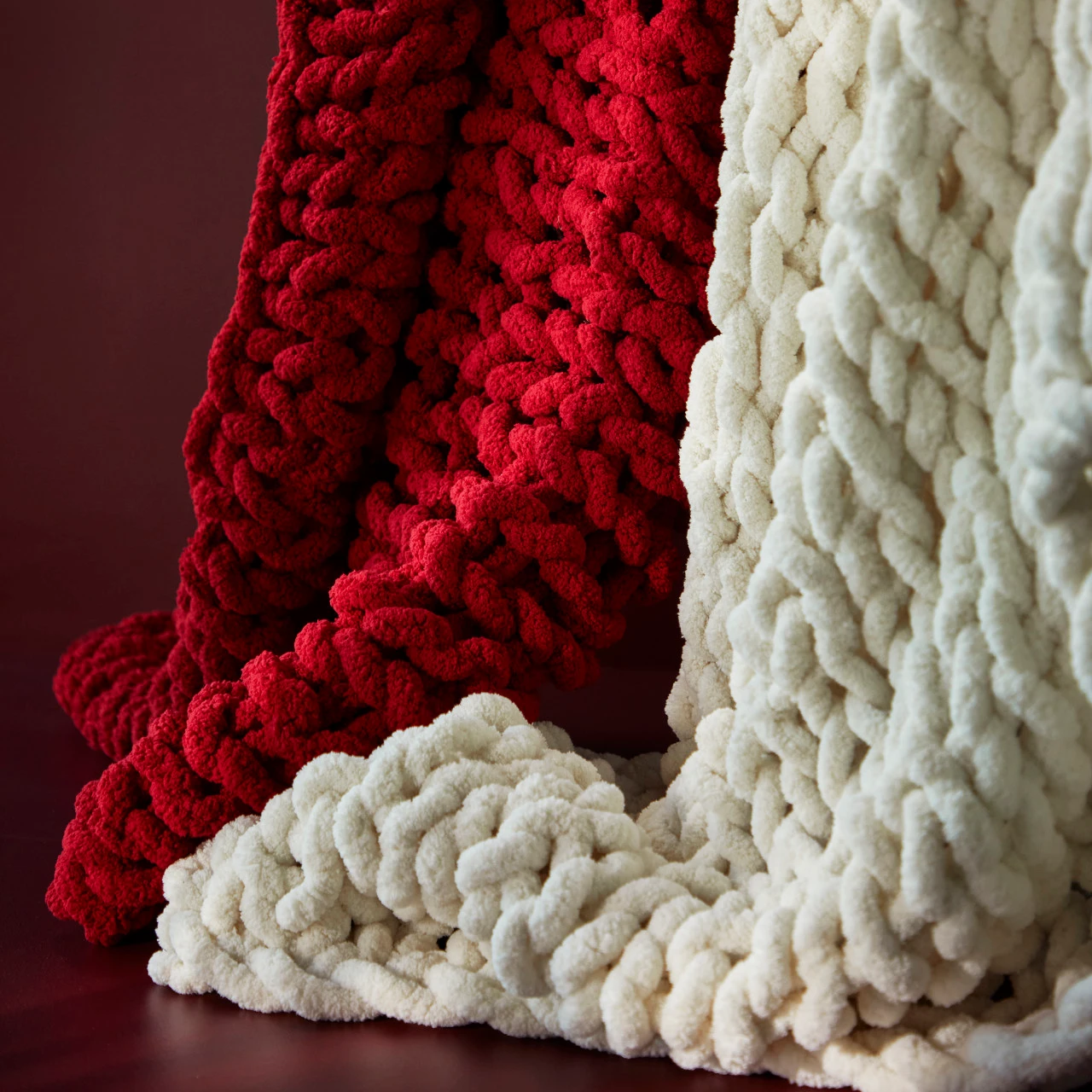 Comfort Collection Cream Chunky Knit Throw Blanket 65" x 70" thumbnail