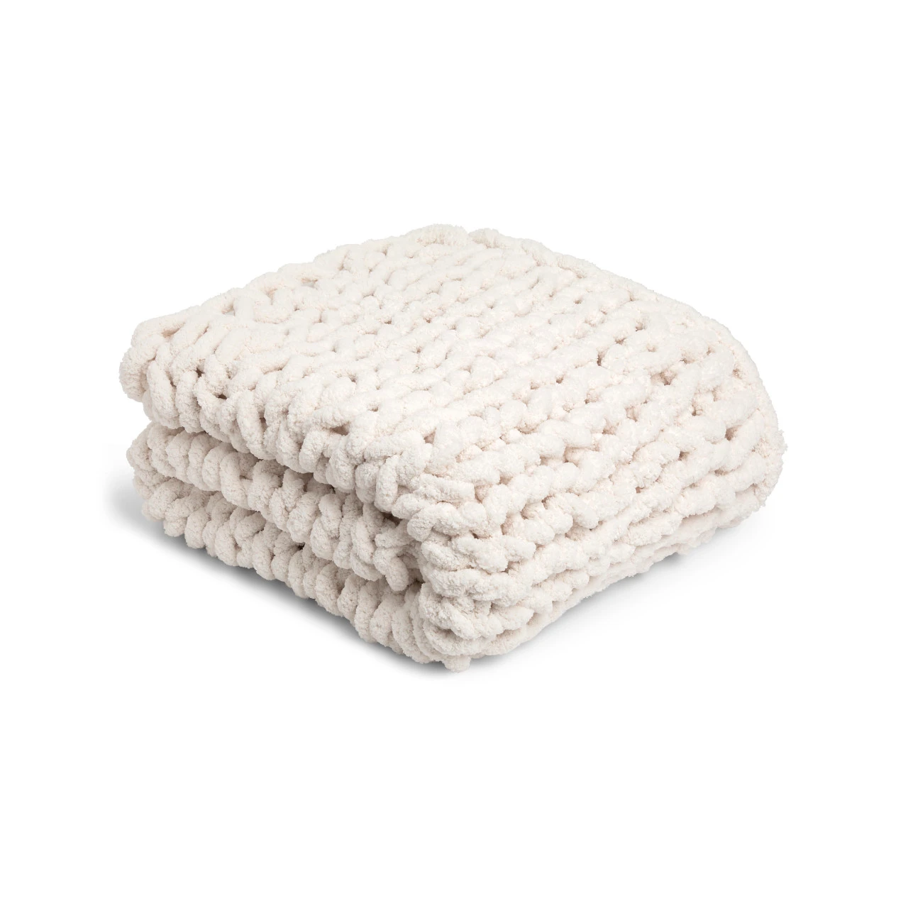 Comfort Collection Cream Chunky Knit Throw Blanket 65" x 70" thumbnail