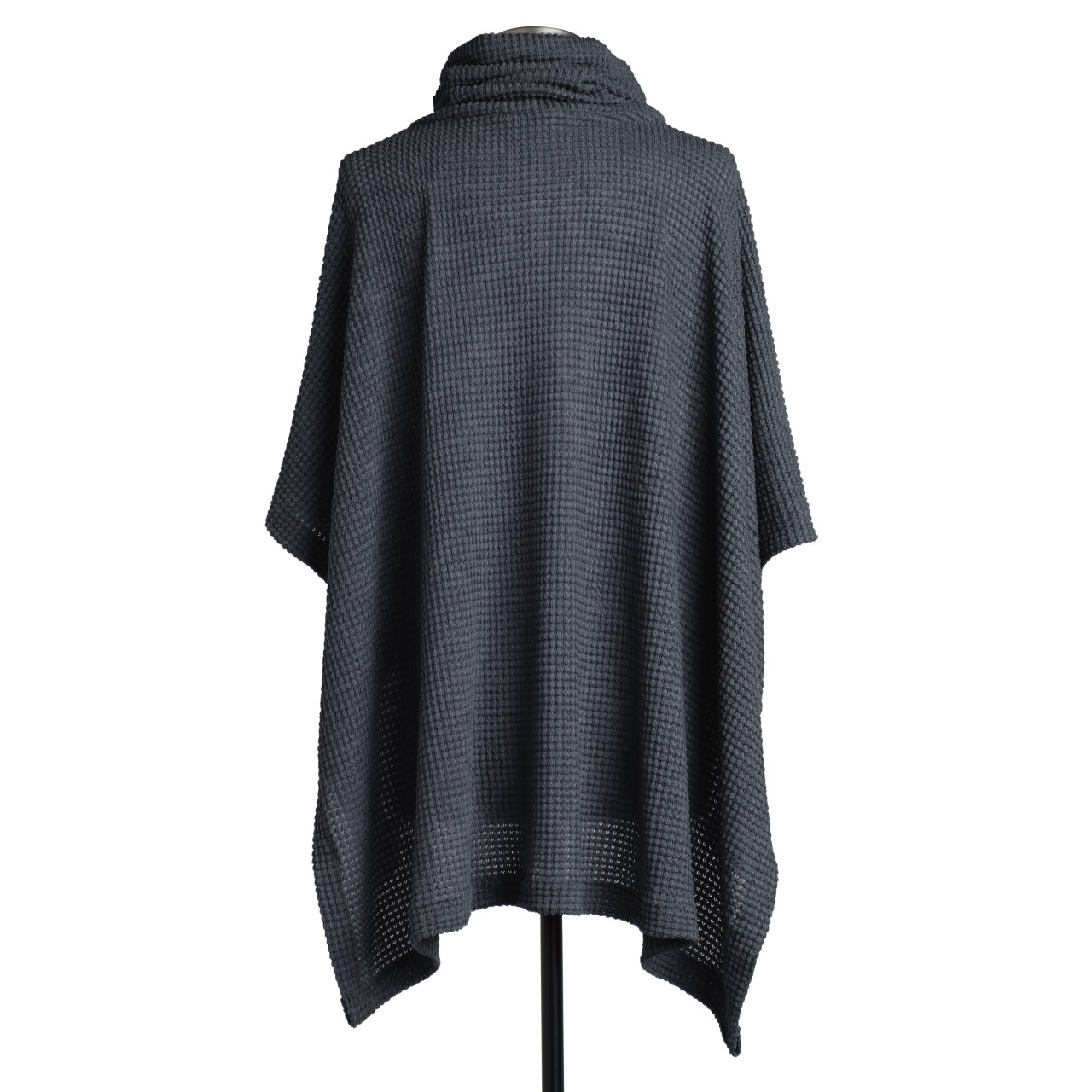 Waffle Knit Poncho - Charcoal thumbnail