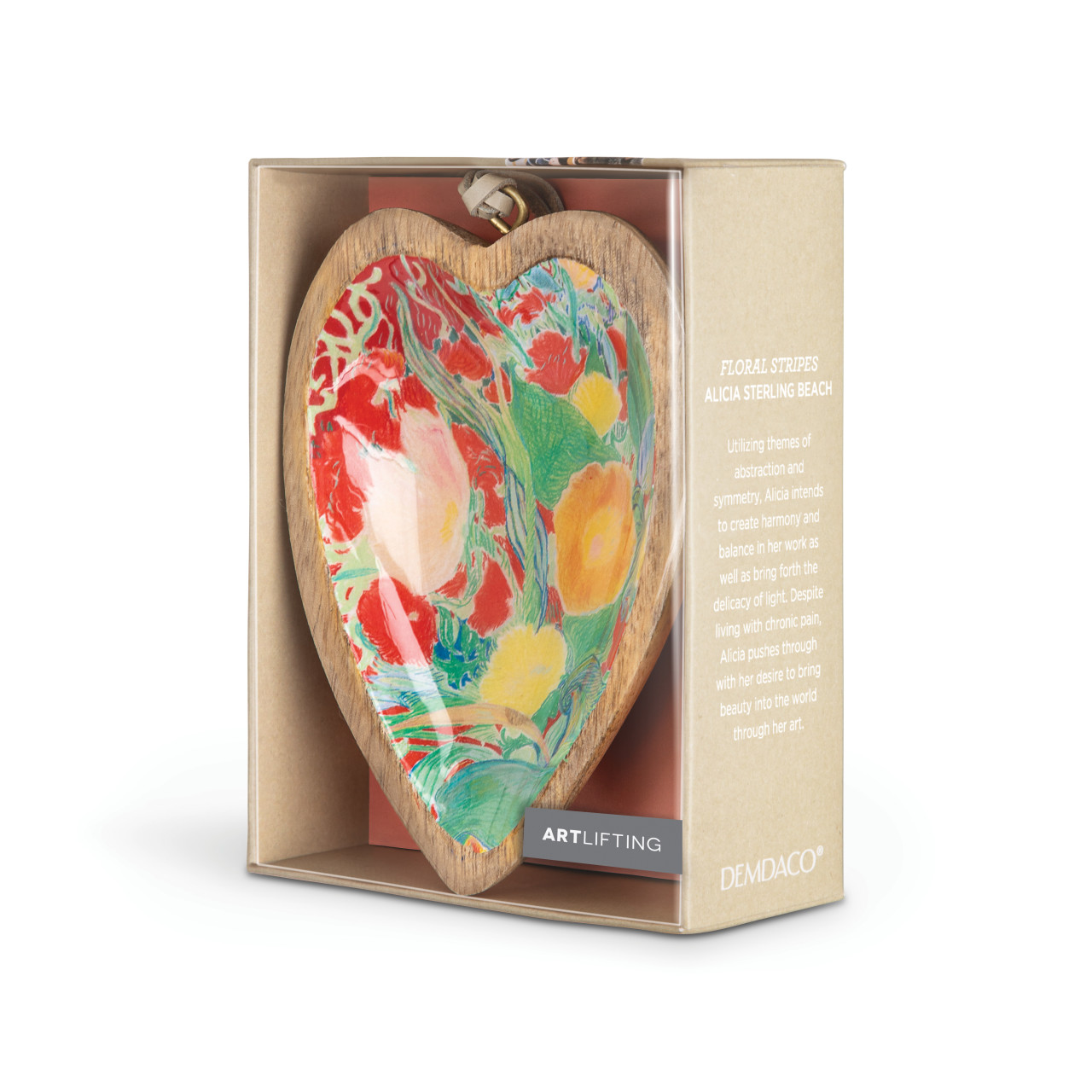 ArtLifting Heart Ornament - Floral Stripes thumbnail