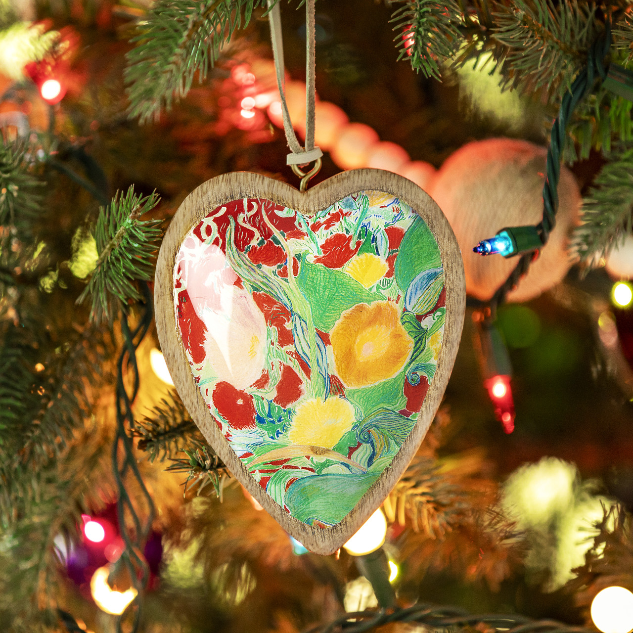 ArtLifting Heart Ornament - Floral Stripes thumbnail